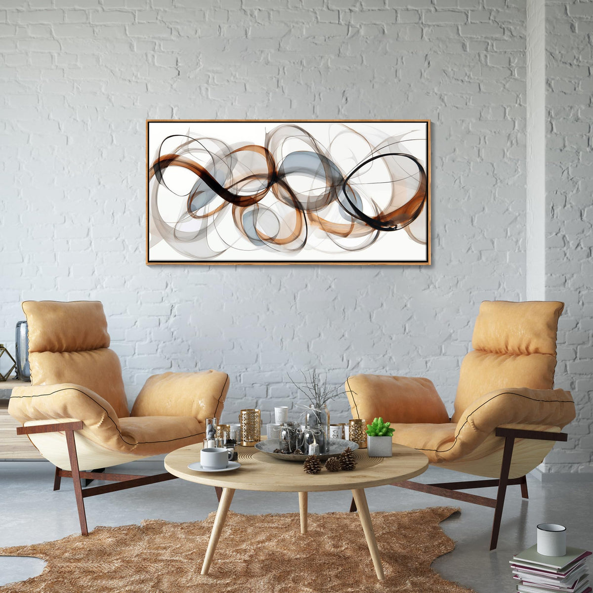 Textured Abstract Wall Art: Framed Canvas for Living Room,Office Decor - Large, Modern, Minimalist, Brown Painting - Kitchen, Family Wall Decor 24×48IN Wood Frame Dedroom Decorations