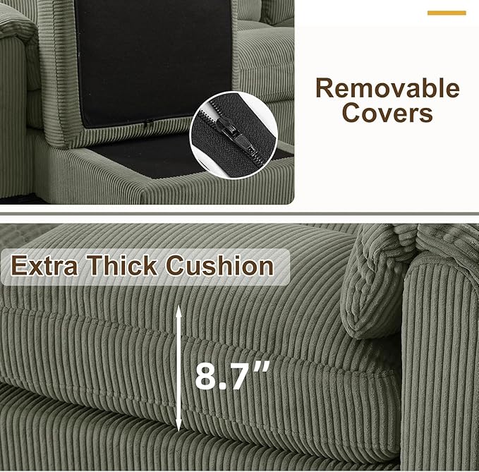 HAOMARKETS Corduroy Sofa Set, Upholstered Loveseat Man and 3-Seater Couch Set