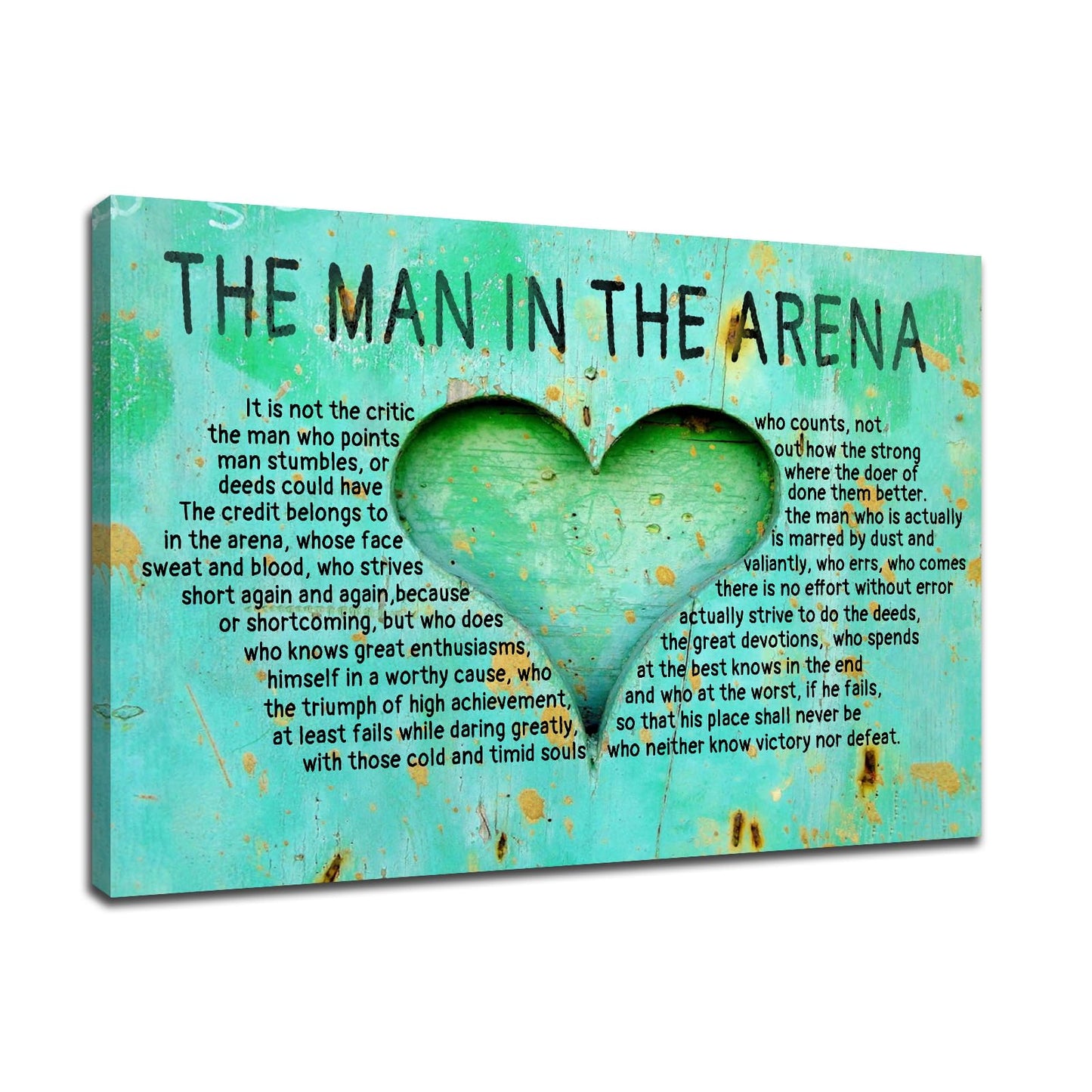 DINGFUN Large Man in the Arena Wall Art, Theodore Roosevelt Quote Framed Inspirational Canvas Print for Executive Office Conference Room, Professional Leadership Decor Success Artwork, 36x24 Inch