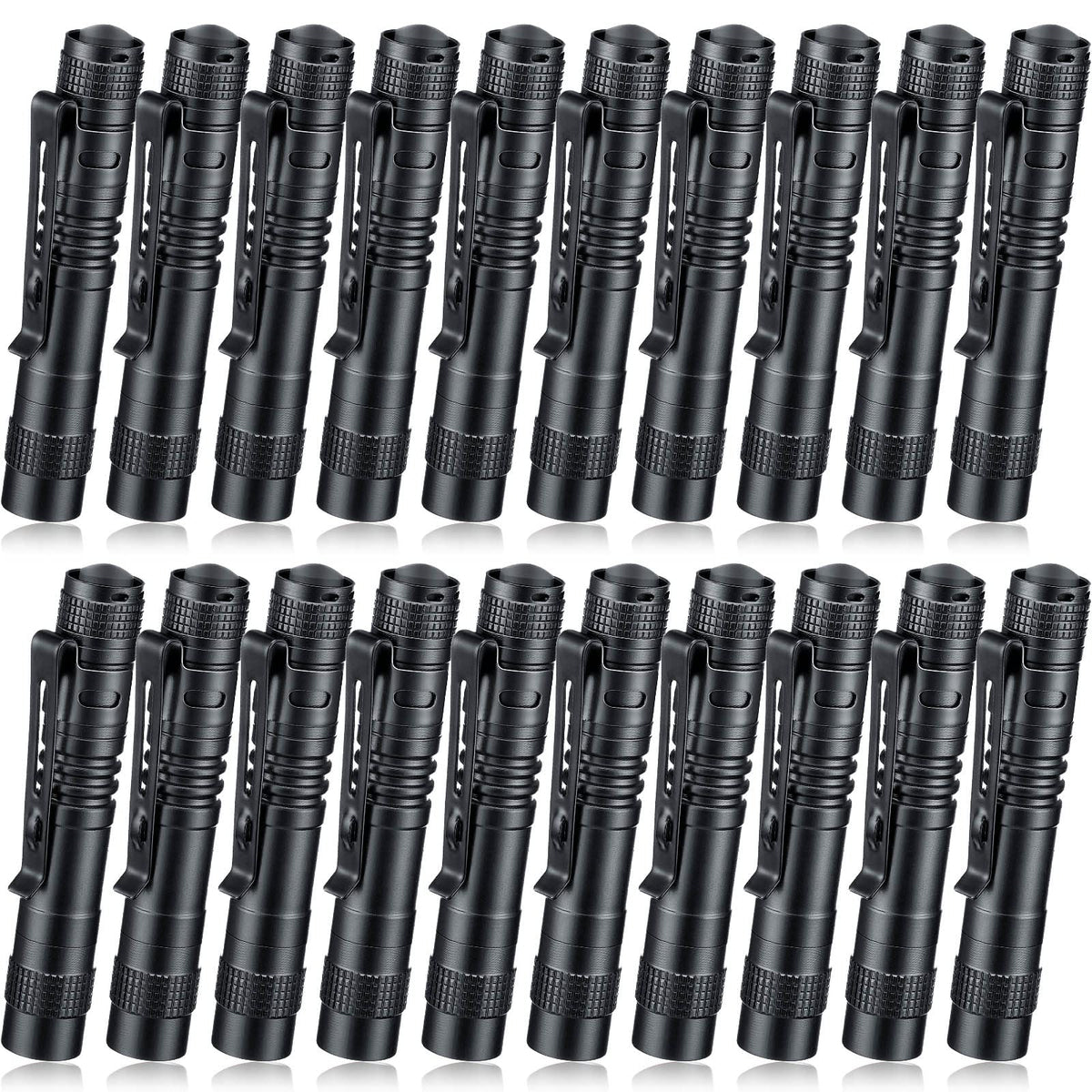 Hortsun 20 Pcs Mini Pen Light Flashlights Father Day Gifts for Men Pocket Flashlights Pen with Clip Small LED Handheld Slim Torches Without Battery(3.54 Inch,Black)