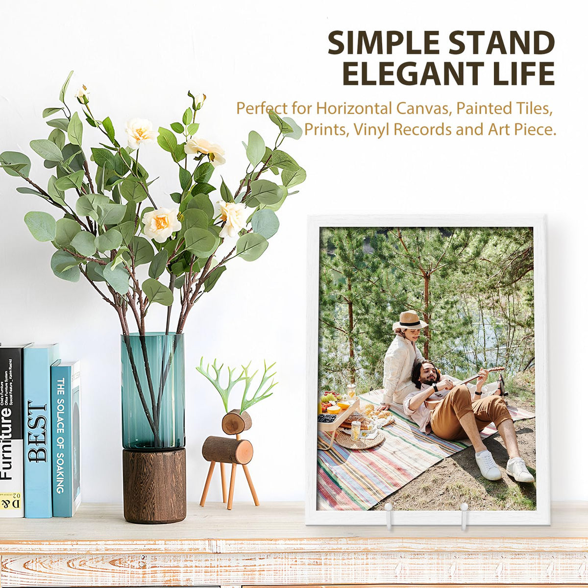 LIONWEI LIONWELI White Decorative Plate Stand Holder Picture Frame Stand Easel Display Stand