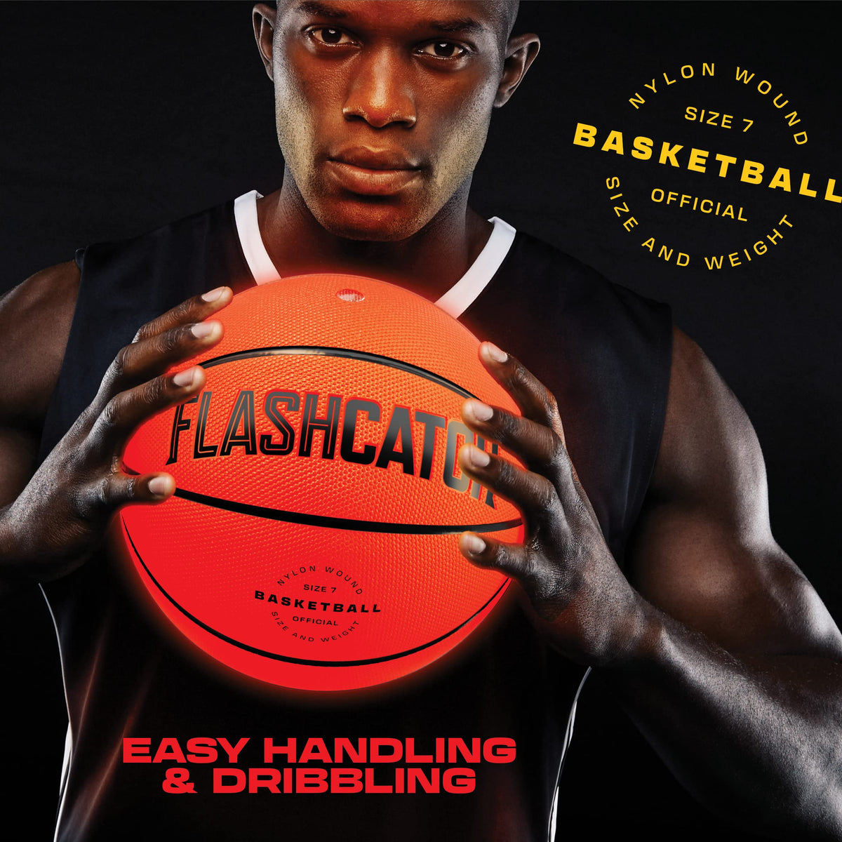 FlashCatch Light Up Basketball - Glow in The Dark - Sports Gear Accessories Gifts for Boys 8-15+ Year Old - Kids Teens Gift Birthday Ideas - Teen Boy Toys Ages 8 9 10 11 12 13 14 15 Outdoor Teenager