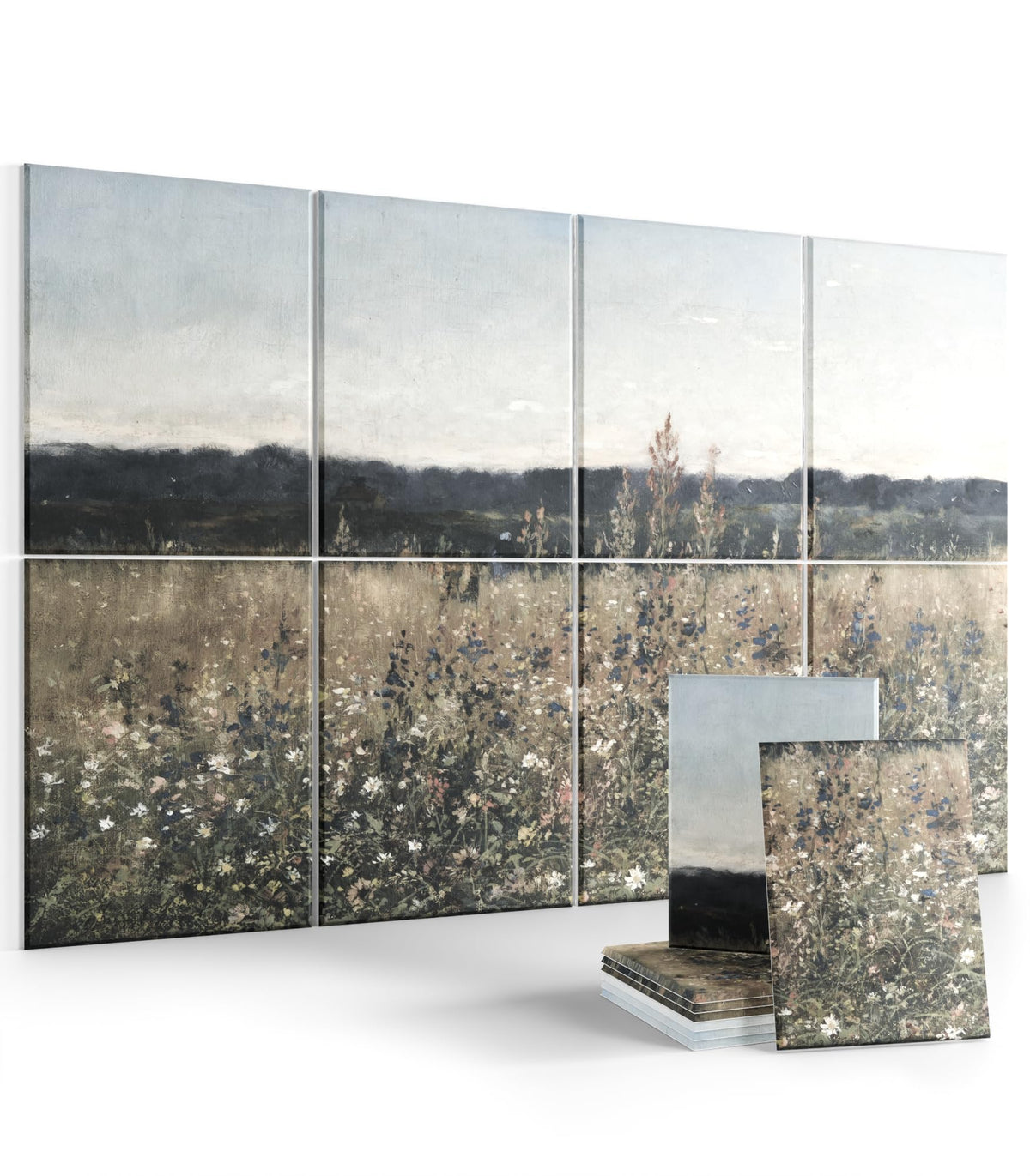 Wall Art Acoustic Panels,35''X24''Sound Absorbing Panels-8-Pack with 50 Adhesive Tabs, Decorative Sound Absorbing Panels for Living Room and Recording Studio, Offices-Champ Fleuri