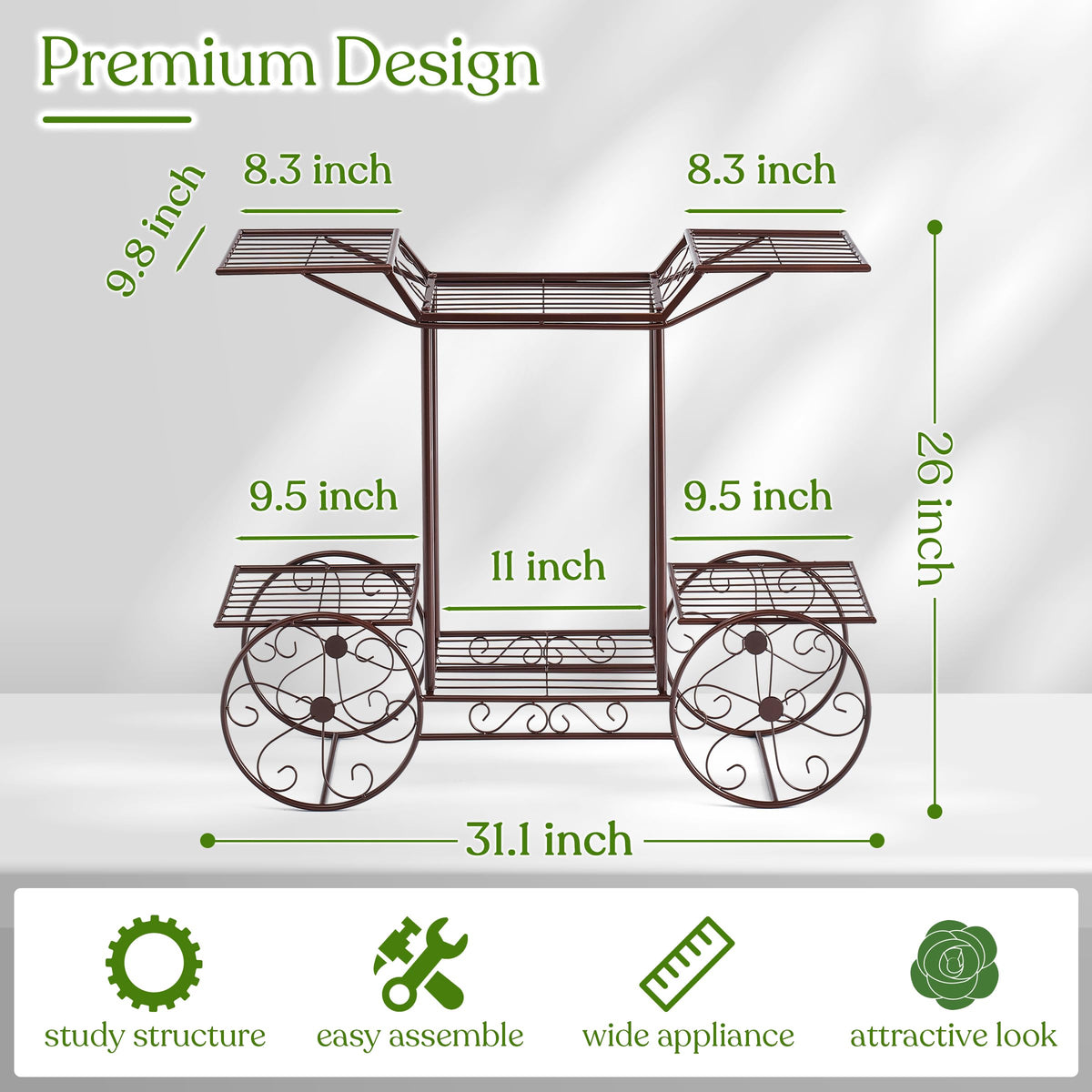 Sorbus® Garden Cart Stand & Flower Pot Plant Holder Display Rack, 6 Tiers, Parisian Style - Perfect for Home, Garden, Patio (Bronze)