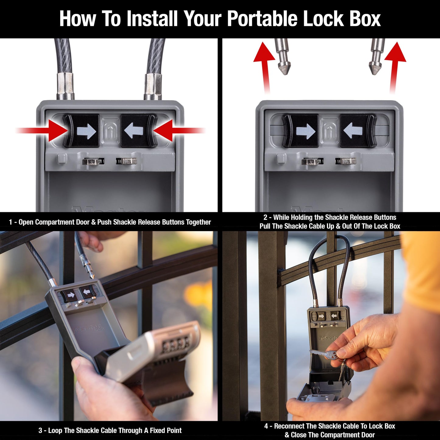 Master Lock High Capacity Key Lockbox, Combination Dial, Removable Cable