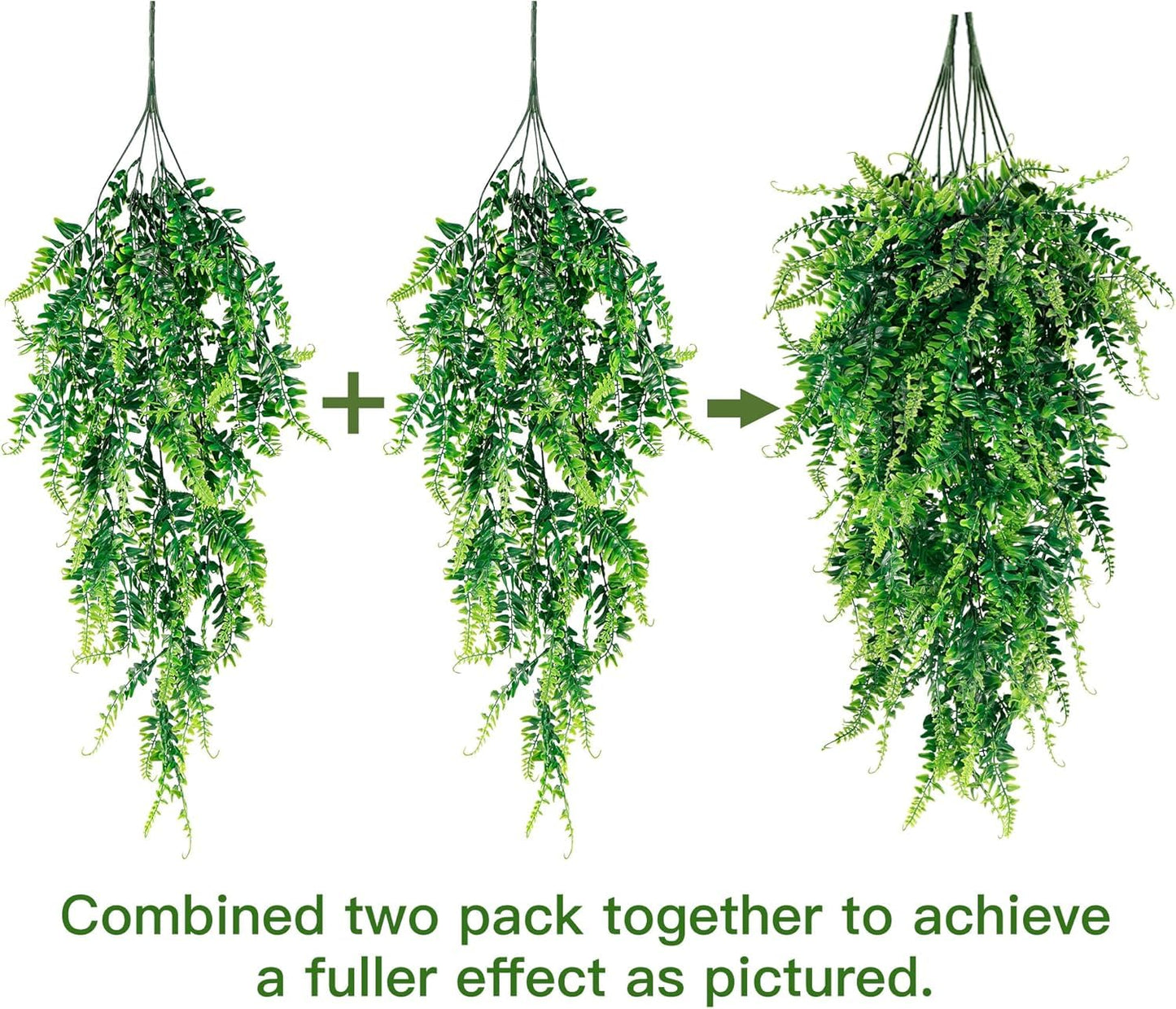 Toprooms Fake Hanging Plants,Artificial Hanging Plant Fake Plants Faux Ivy Vine Wall Hanging Plants Greenery Shelf Home Office Indoor Outdoor Decor (Green, 4 Pcs)