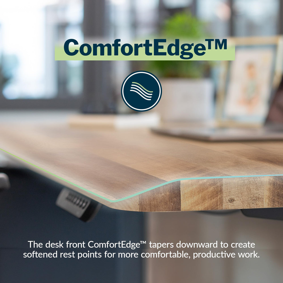 Vari ComfortEdge 72x30 Inch Electric Standing Desk – Height Adjustable Large Office Sit Stand VariDesk with Sloped Edge, Memory Presets, 180 LB Capacity + Tool-Free Assembly (Reclaimed Wood)