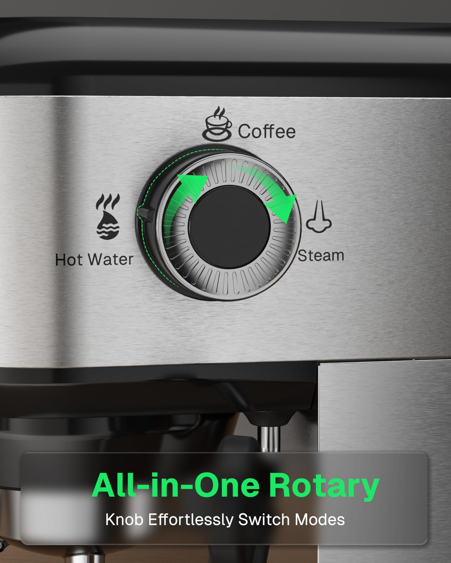 HBN 20 Bar Espresso Machine with Milk Frother, Compact Espresso Maker for Ground Coffee, Stainless Steel Coffee Machine with Steam Wand & 34oz Removable Water Tank, 1450W for Home & Office