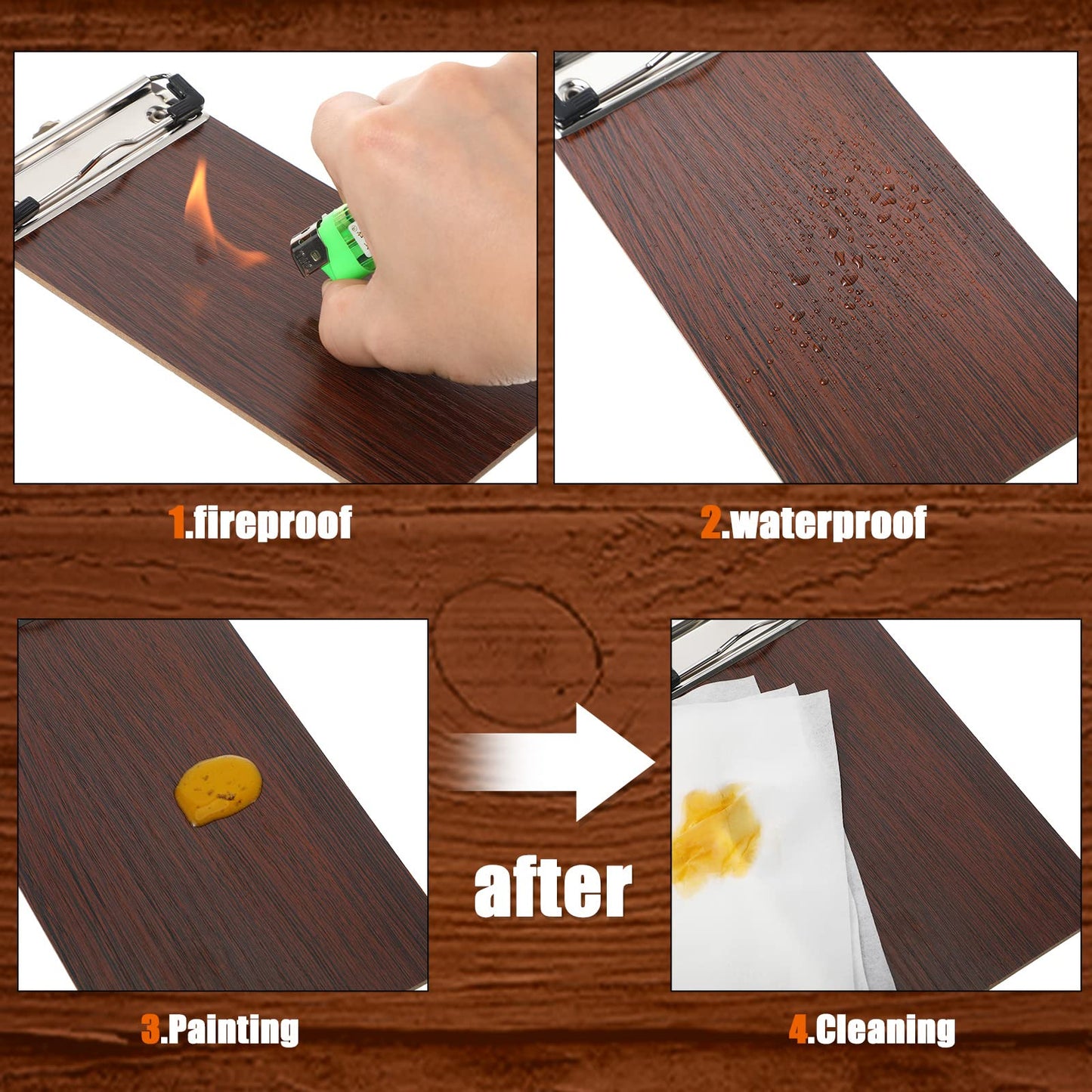 Harloon 50 Pcs Mini Wood Clipboard Check Presenters Bulk Small Wooden Clip Half Page Clipboard Check Presenter for Restaurants Waitress Guest Receipt Menu Holder, 8 x 4'' (Coffee)