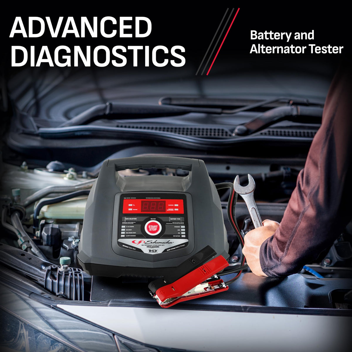 Schumacher Electric Fully Automatic Car Battery Charger & Engine Starter - 6V / 12V Battery Charger & Maintainer - for Standard, AGM, Gel & Deep-Cycle Batteries - Reverse Hook-Up Protection - SC1281