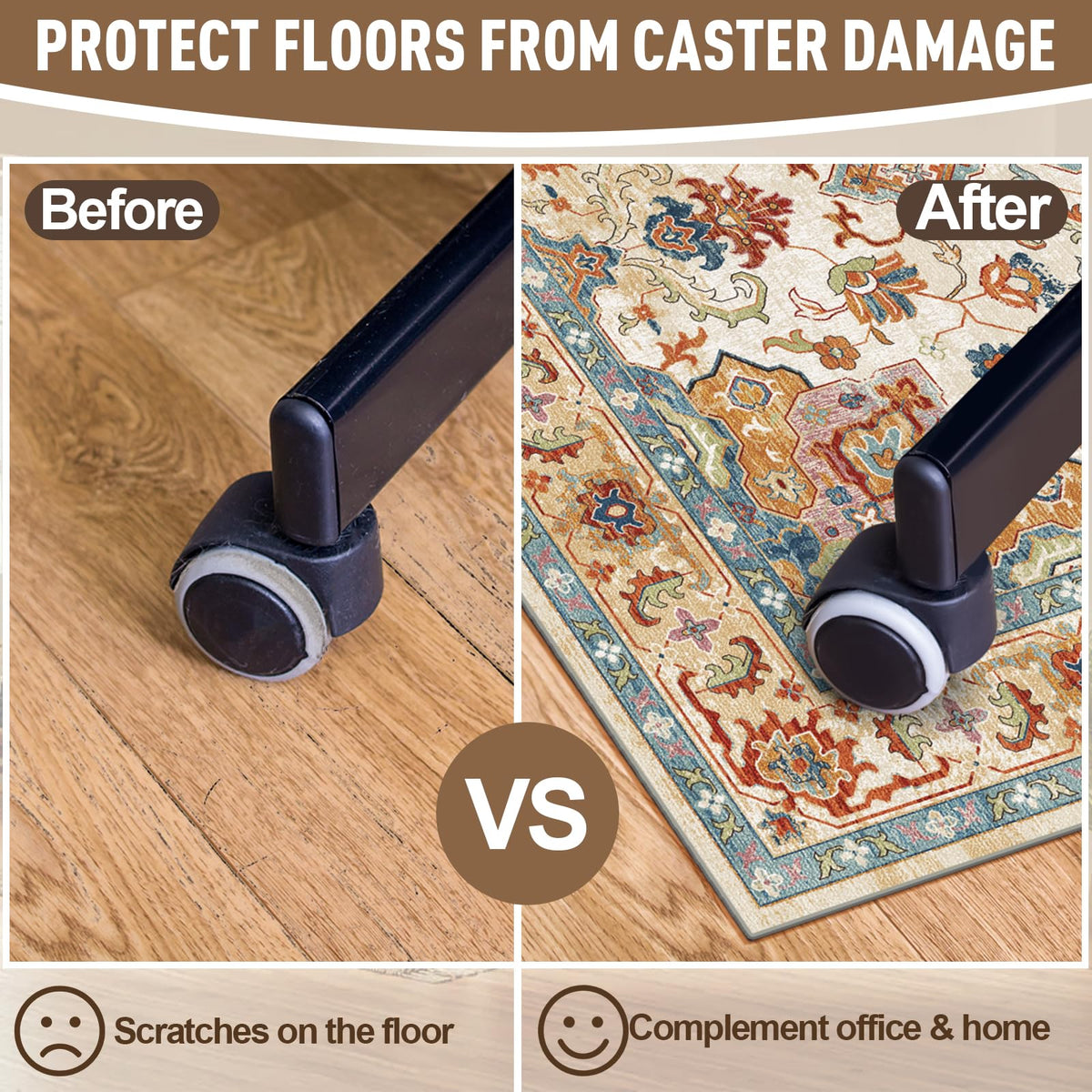 Office Chair Mat for Hardwood Floors - 48X35.5” Desk Chair Mat for Rolling Chair, Under Desk Rug Protects Hard Floors from Damage, Low Pile Floor Protector for Rolling Chair, Non-Slip