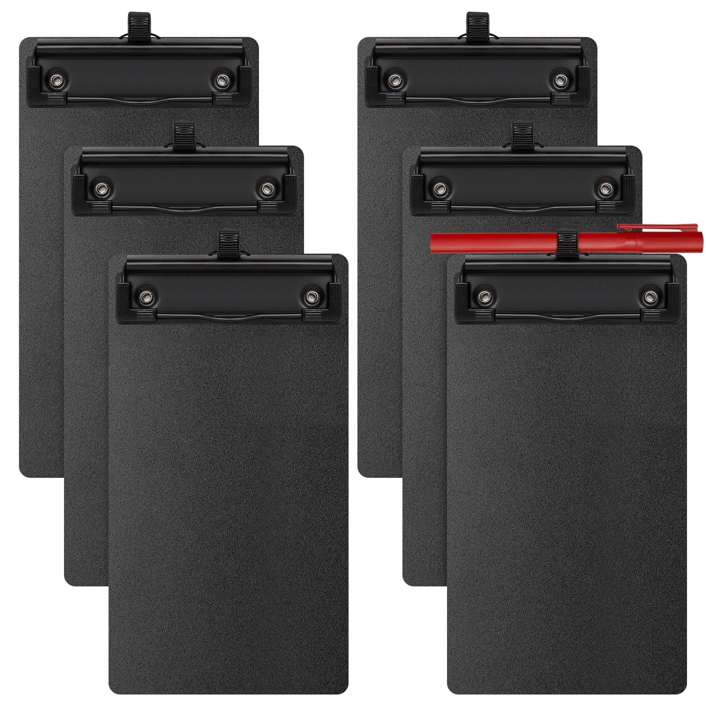 SBYURE 6 Pack Black Plastic Clipboards with Pen Holder A7 Size Small Clip Boards with Metal Clip Mini Clipboards in Bulk for Office, Restaurant,School and Laboratory