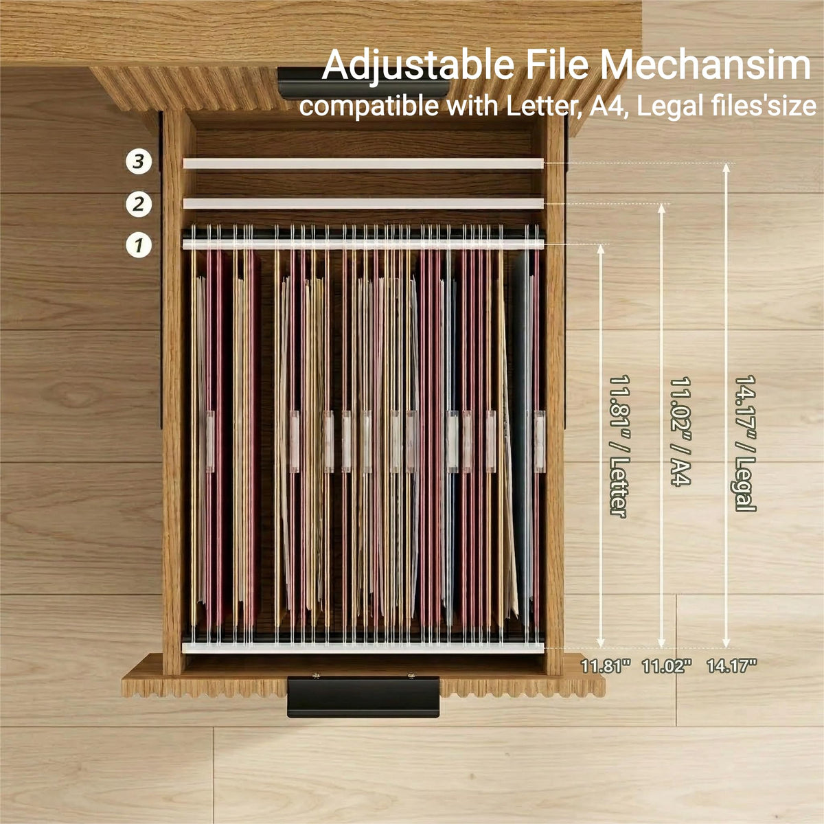 FURSUN 58" Executive Desk with Charging Station & File Drawer, Modern Fluted Home Office Desk with 5 Drawers & Keyboard Tray, Large Computer Writing Desk, Natural Oak