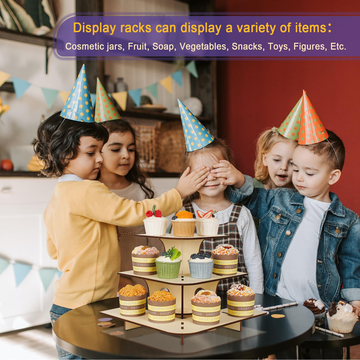 Flenpptly Retail Display Shelves Display Stand Retail Table Wooden 3 Tiers Display Rack Portable Shelf Rack for Retail Counter Top Craft Shows Farmers Market Tradeshows (2 Corner+1 Straight)