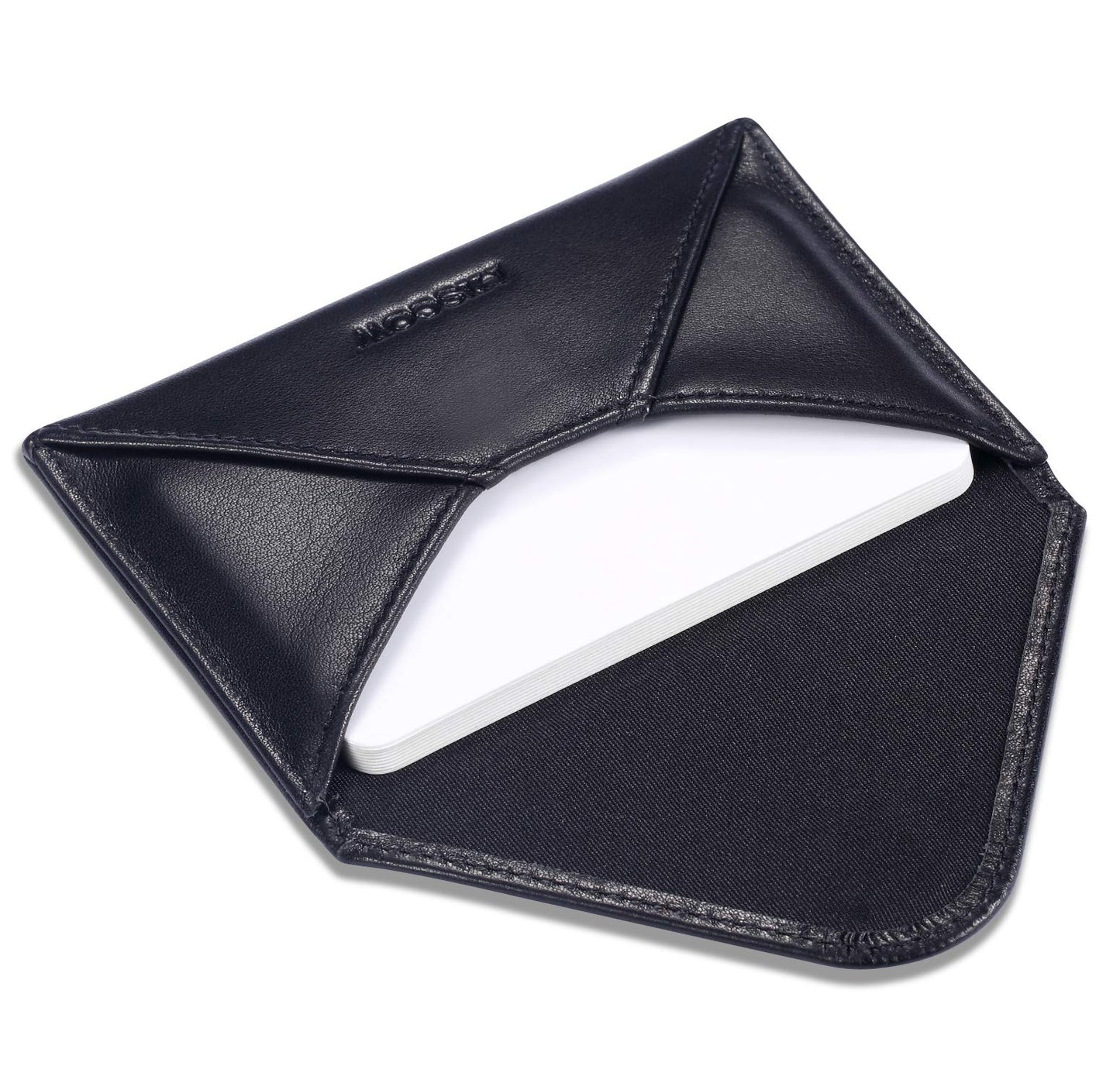HISCOW Envelope Business Card Case with Magnet Closure - Italian Calfskin (Black)