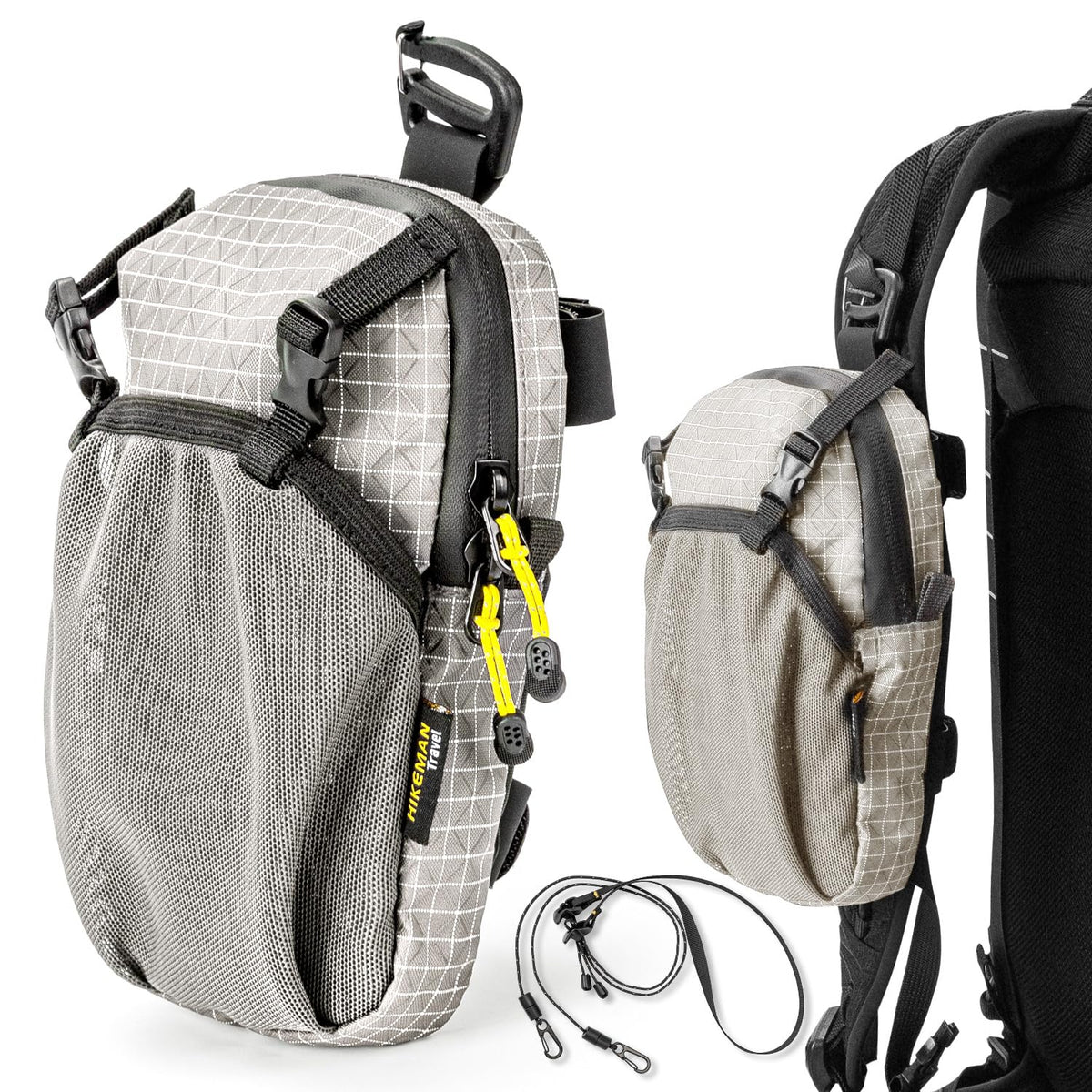 HIKEMAN Backpack Shoulder Strap Pouch - Smartphone Strap Pack,Waterproof Backpack Strap Pocket Attachment Bag for Hikers,Small Crossbody Bag Waist Pack for Sports Hiking Camping(Grey)