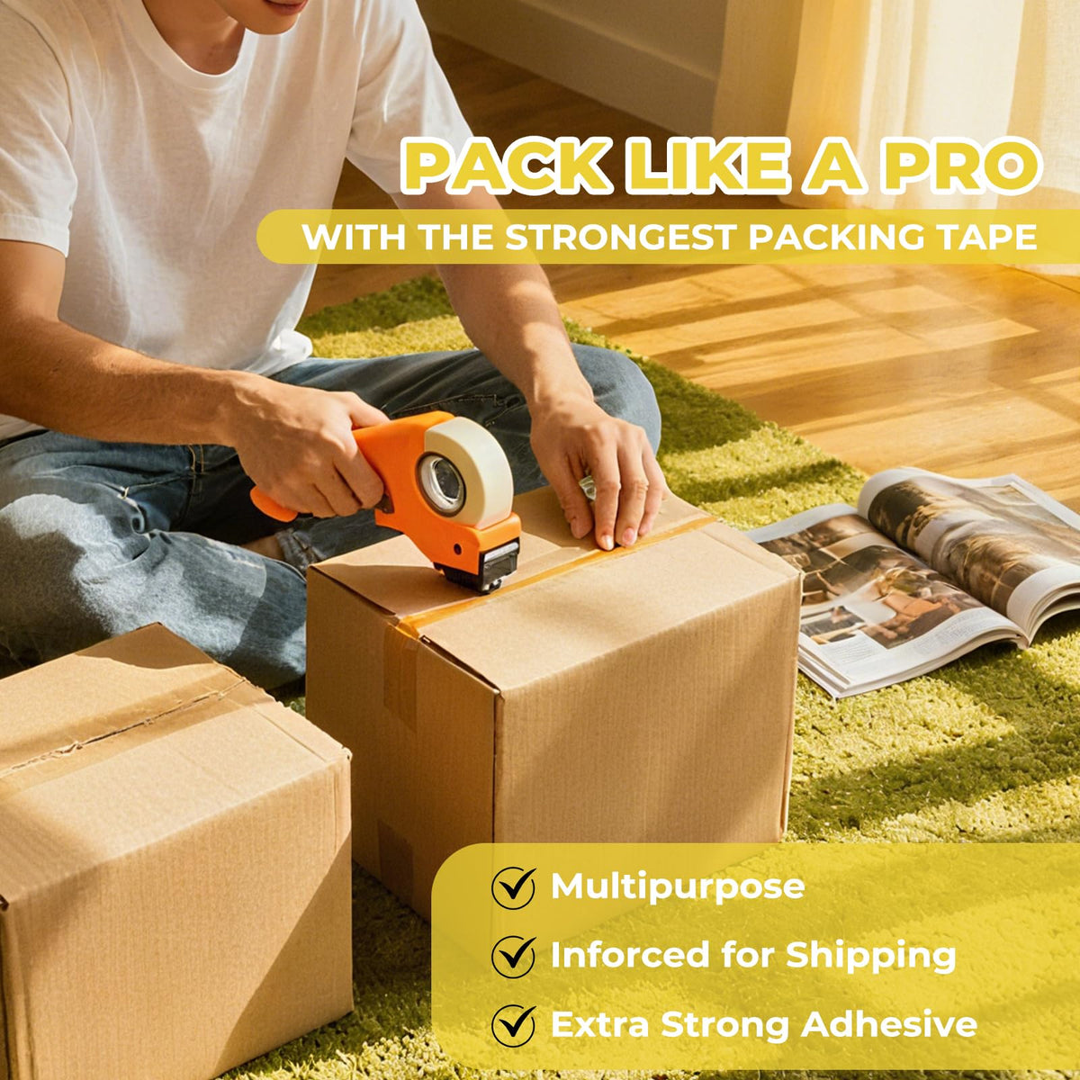 2.0 Mil Clear Packing Tape 36 Rolls (2 Inch x 110 Yards) – Shipping Tape for Boxes, Moving, Storage & Warehouse Use