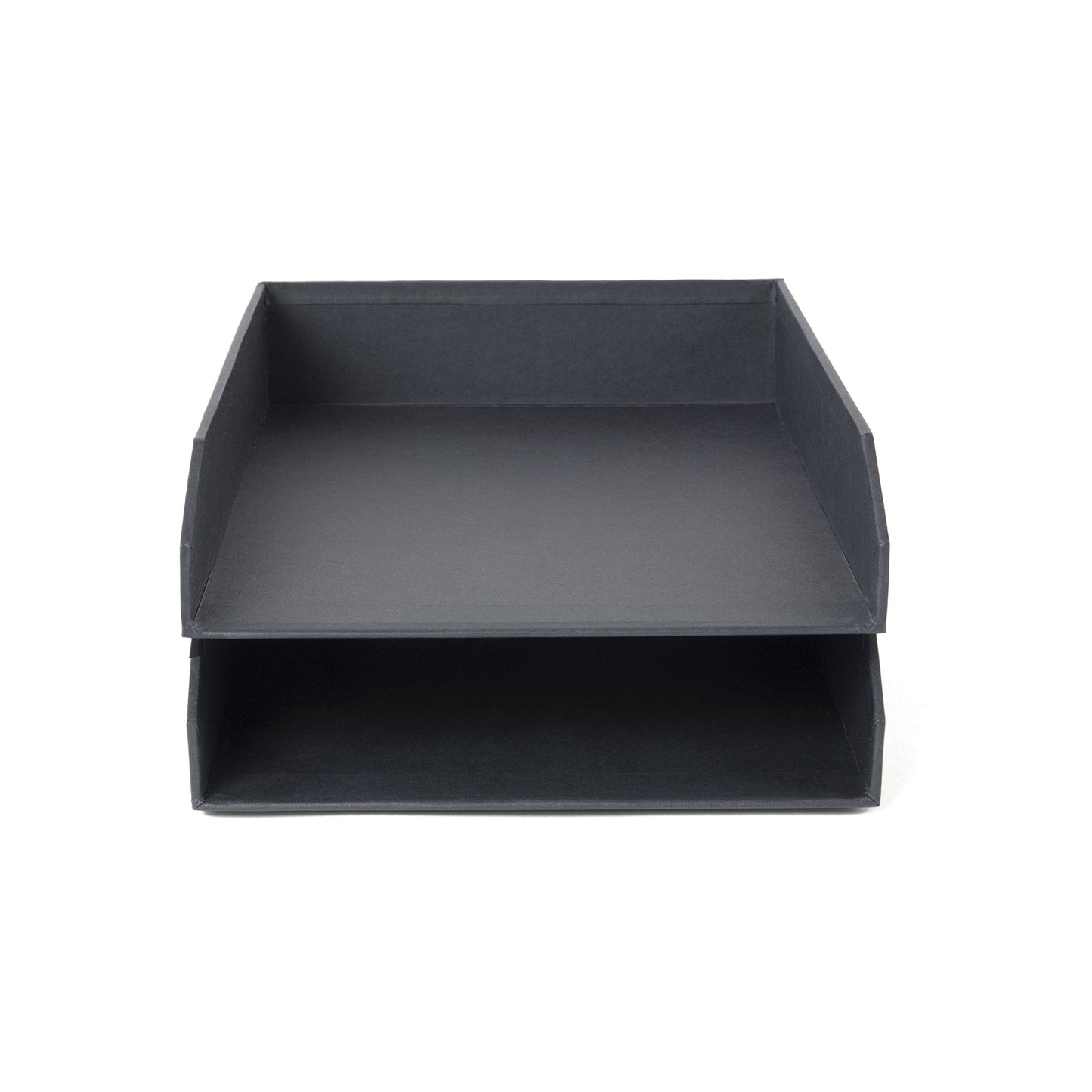 Bigso Hakan Letter Trays - Stackable Paper Tray Organizer with Stable Rubber Feet for A4 or Letter Size Documents - 9.1 in x 12.2 in x 2.4 in - Pack of 2 - Dark Grey