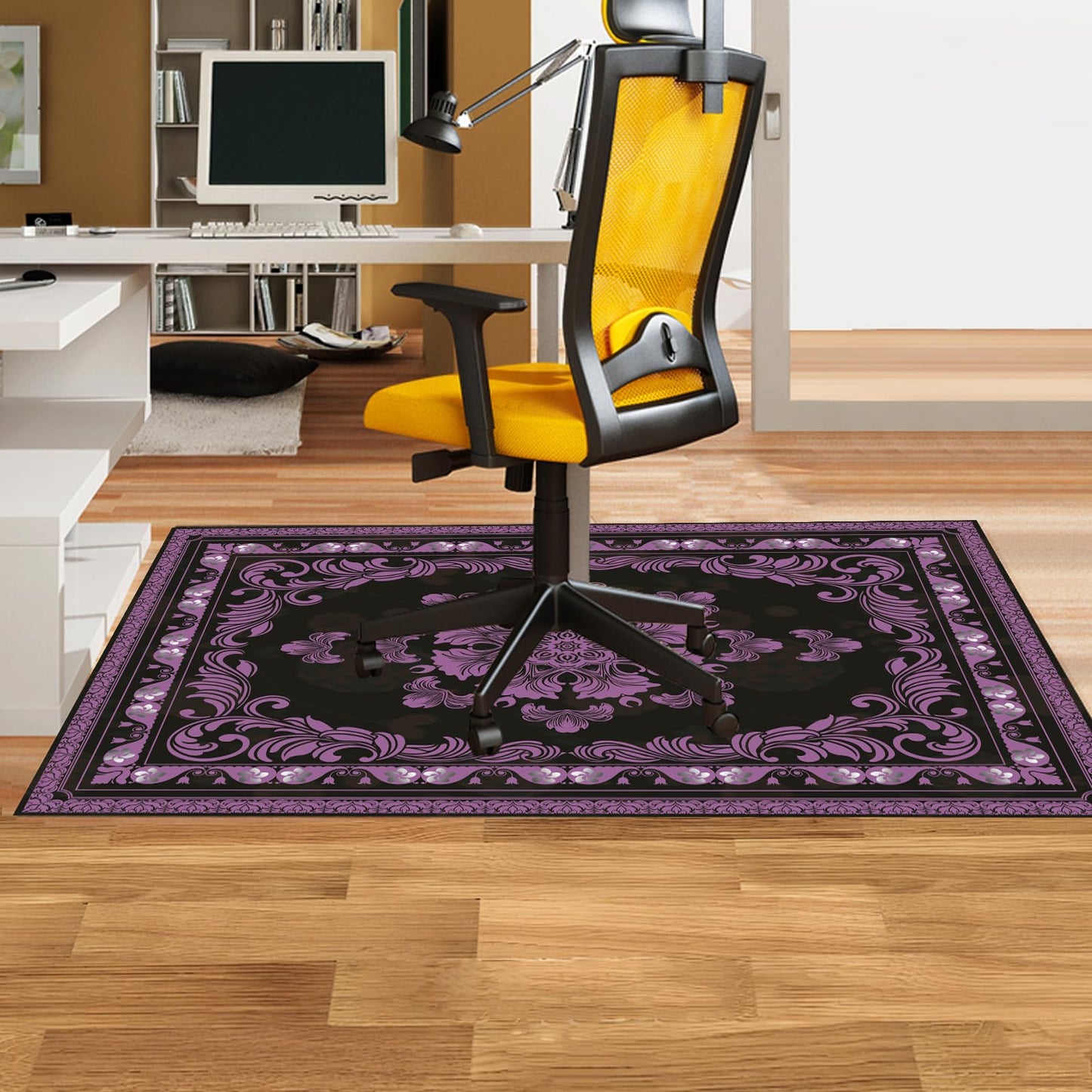 BYINGWD Office Chair Mat for Hardwood Floor Desk Mat, Computer Gaming Mat (Purple, 36'x48')