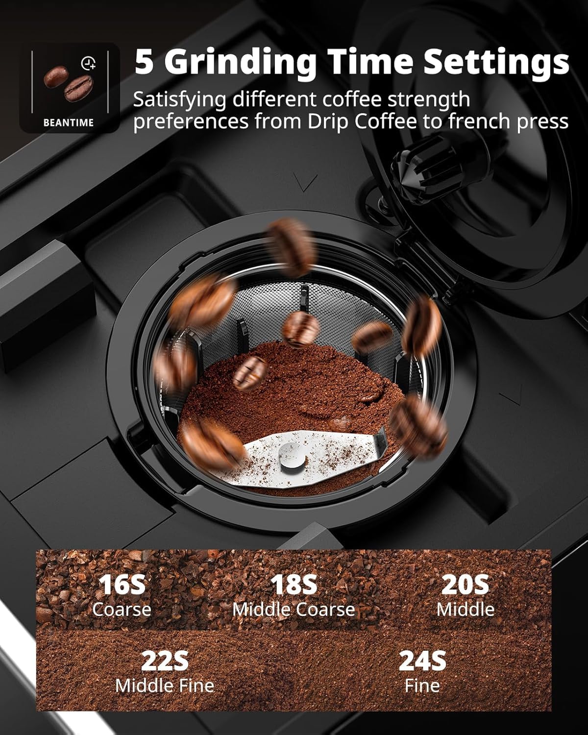 AIRMSEN Grind & Brew Coffee Maker with Built-in Grinder (2026 Model) - Single-Serve, Compatible with K-Cup Pods & Ground, 1000W Fast 6-14oz Brewer, Descaling Alert, Touchscreen & 50oz Removable Tank