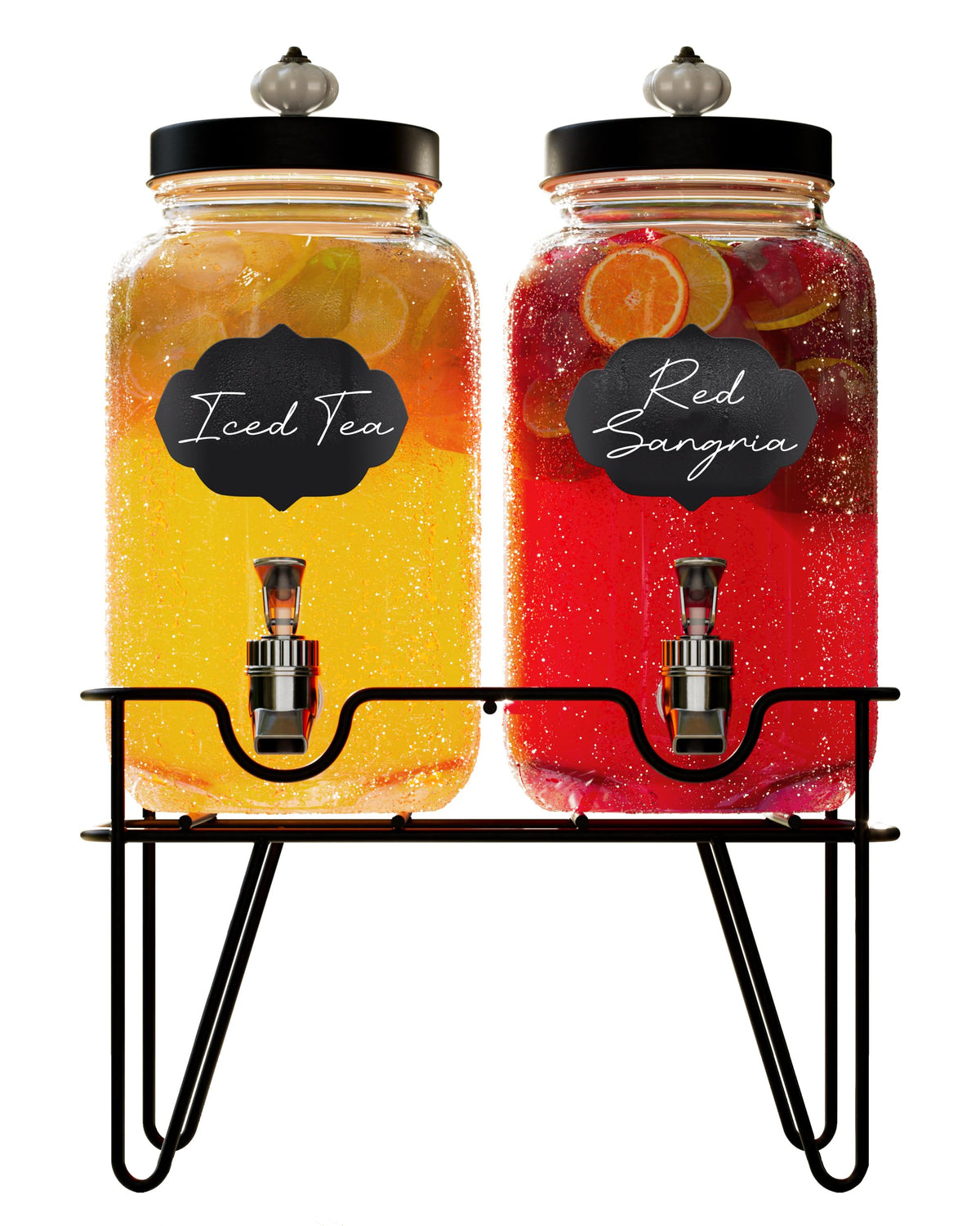 Style Setter Manchester Beverage Dispenser Set of 2 Cold Drink Dispenser w/ 3.1 Liter each