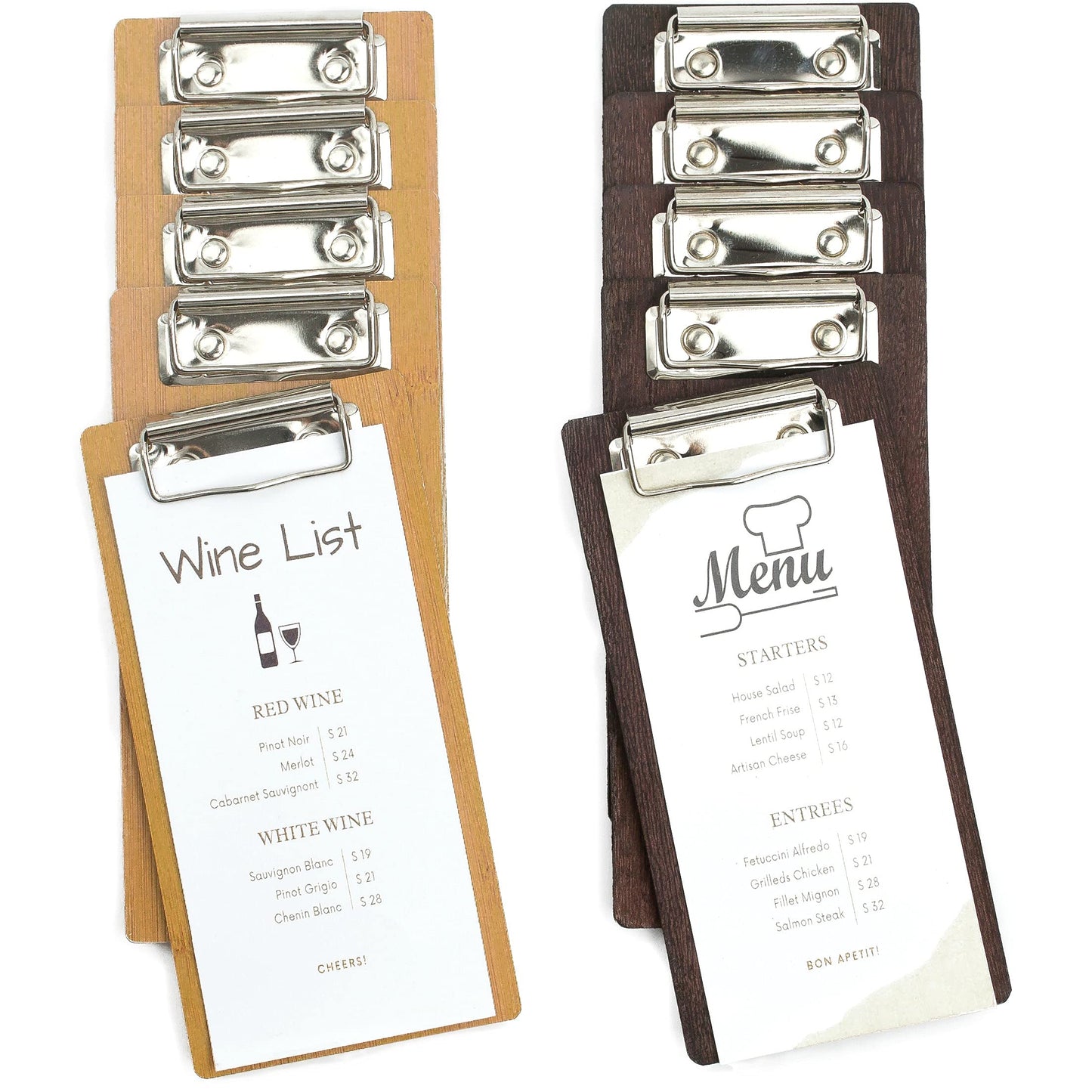Olbia 10-Pack Wood Check Presenters for Restaurants, Server Book, Menu Holder for Cafes, Wooden Clip Board, Cute Waitress Book Organizer, Server Note Pads, Guest Check Book 8" x 4" (Walnut)