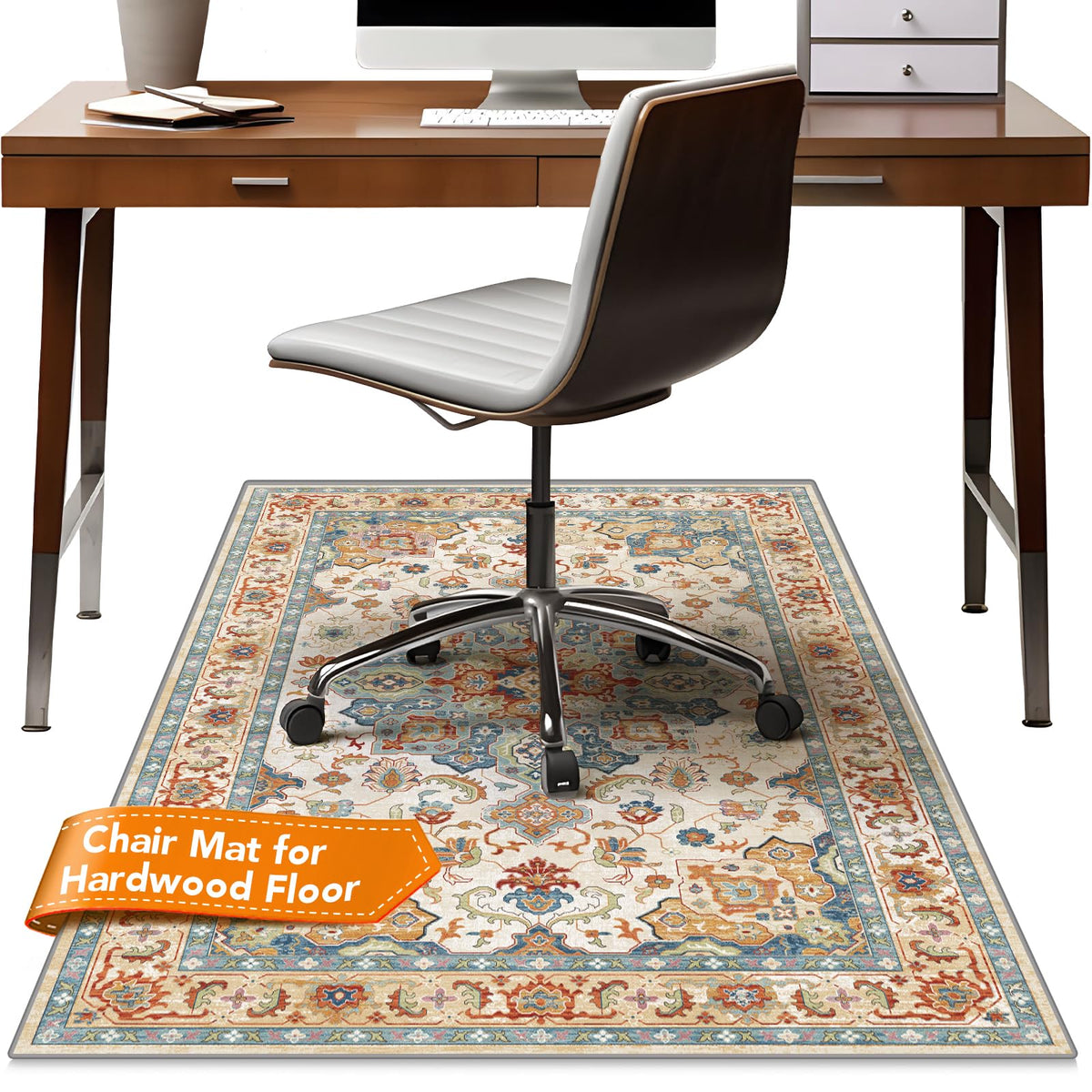 Office Chair Mat for Hardwood Floors - 48X35.5” Desk Chair Mat for Rolling Chair, Under Desk Rug Protects Hard Floors from Damage, Low Pile Floor Protector for Rolling Chair, Non-Slip