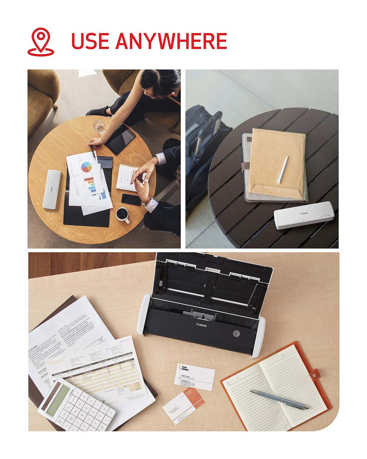 Canon imageFORMULA R10 - Portable Document Scanner, USB Powered, Duplex Scanning, Document Feeder, Easy Setup, Convenient, Perfect for Mobile Users, White