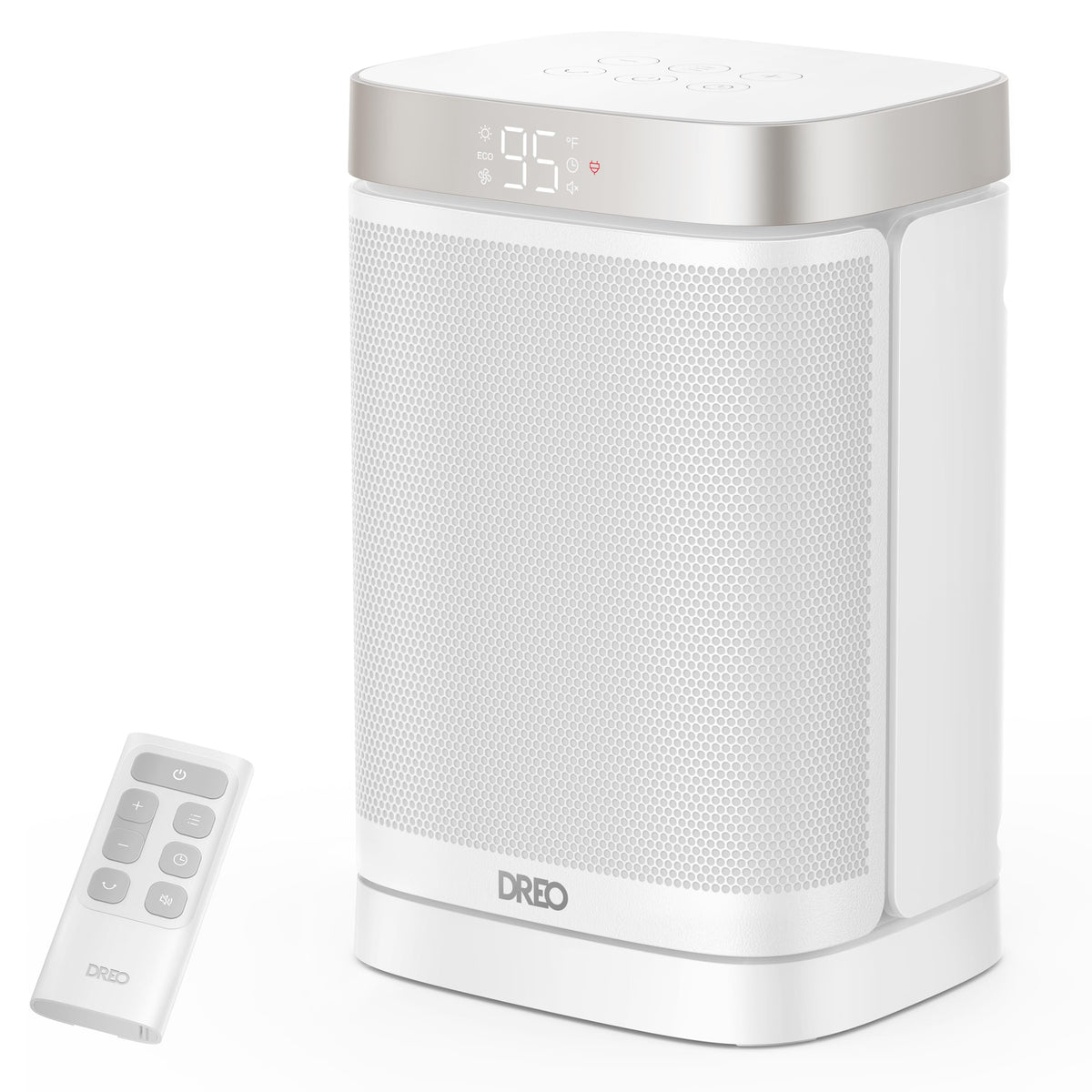 DREO Atom One Space Heater with Remote, 70°Oscillating Electric Heaters with Digital Thermostat, 1500W PTC Ceramic Heater, 12h Timer, Quiet Safety Heating, Portable Heater for Home Office