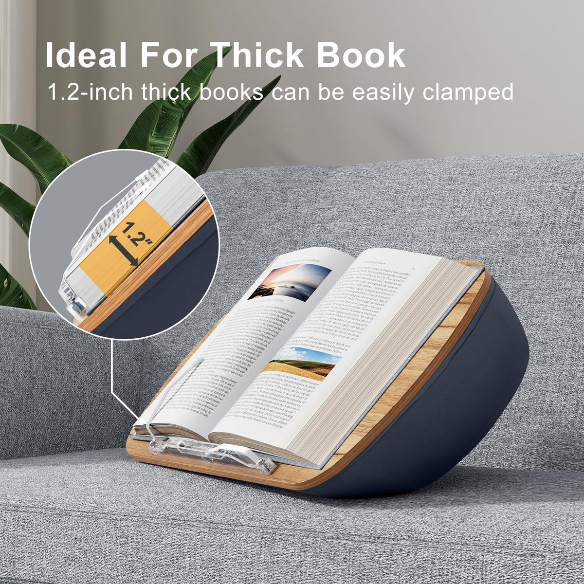 ERGONOV Lap Beanbag Book Stand for Hands Free Reading Comfortable Reading Pillow Stand Minimize Neck Strain Perfect Idea for Book Lovers in Dorm Room or Anywhere Else with Bookseat(Gray)