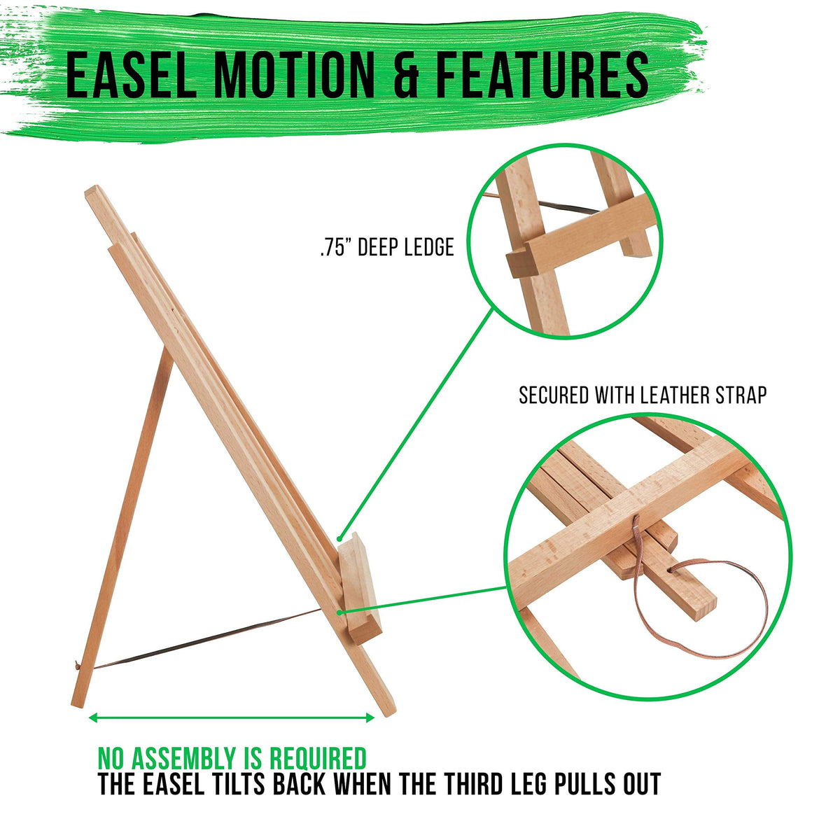 U.S. Art Supply 18" Large Tabletop Display Easel - Beechwood Artist A-Frame Display Stand, Wooden Easel for Painting, Canvas Stand, (Pack of 1) Classrooms Events Photo Picture Sign Holder