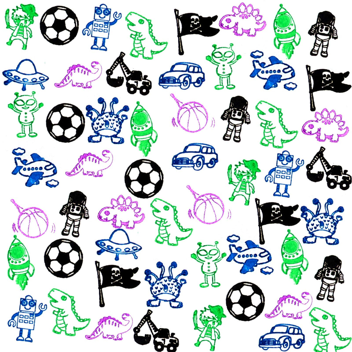 HOWAF 16pcs Wooden Stamps for Kids Boy Crafts with Ink Pad 4pcs, Dinosaur Football Outer Space Pirate Car Stamps for DIY Scrapbook Card Making, Party Bag Fillers Favor for Boys Christmas Birthday Gift