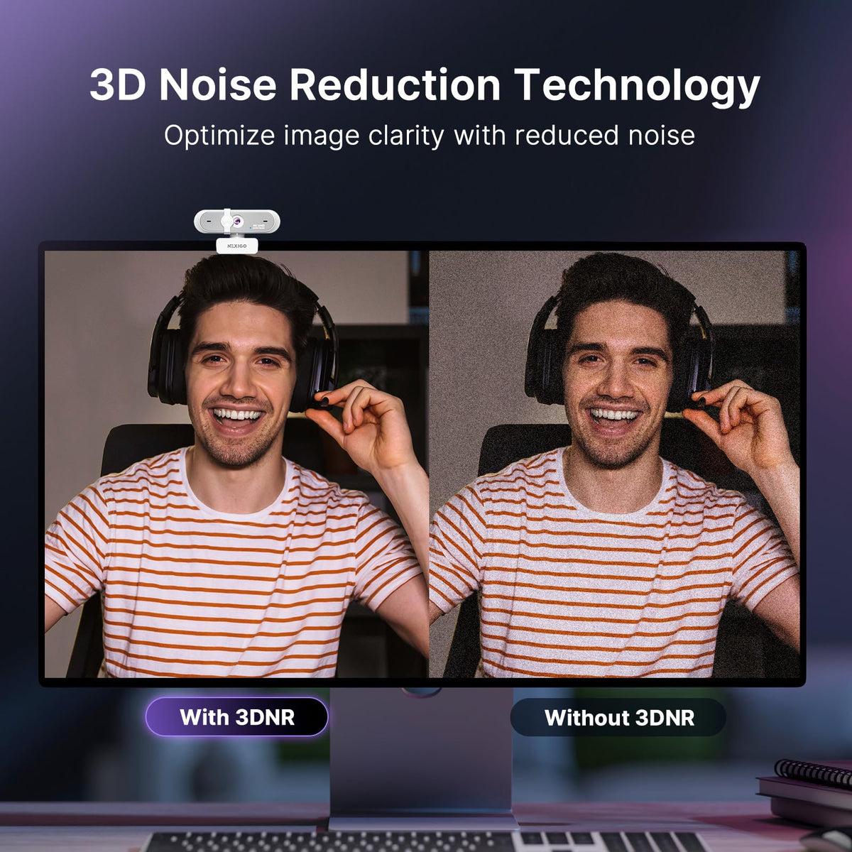 NexiGo N660P Pro 4K Webcam with Distortion-Free Lens, 1080p 60 fps Autofocus USB Streaming Camera, 3DNR, Noise-Canceling Mics & Privacy Cover, Web Cam for Gaming/Live Streaming/PC/Mac/Switch 2, White