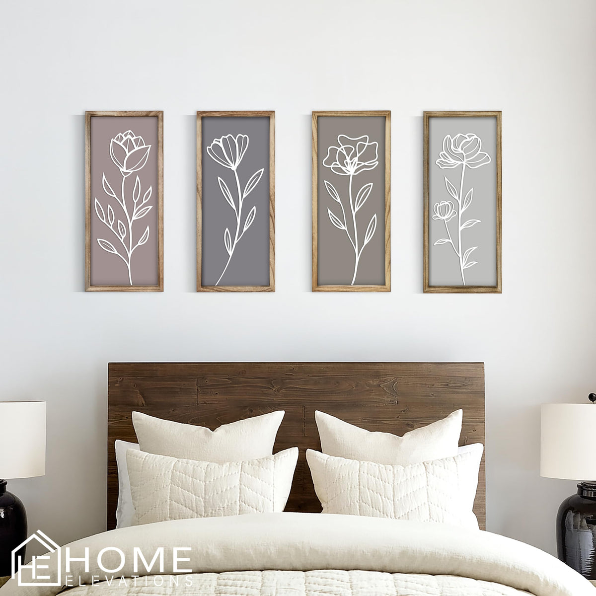 Product Elevations 3D Bathroom Art Set of 4 – Wooden Framed Wall Art for Living Room, Bedroom, Dining, Office, & Kitchen – Boho Botanical Wall Hanging Decor – Modern Farmhouse Home Decor & Luxury Gift