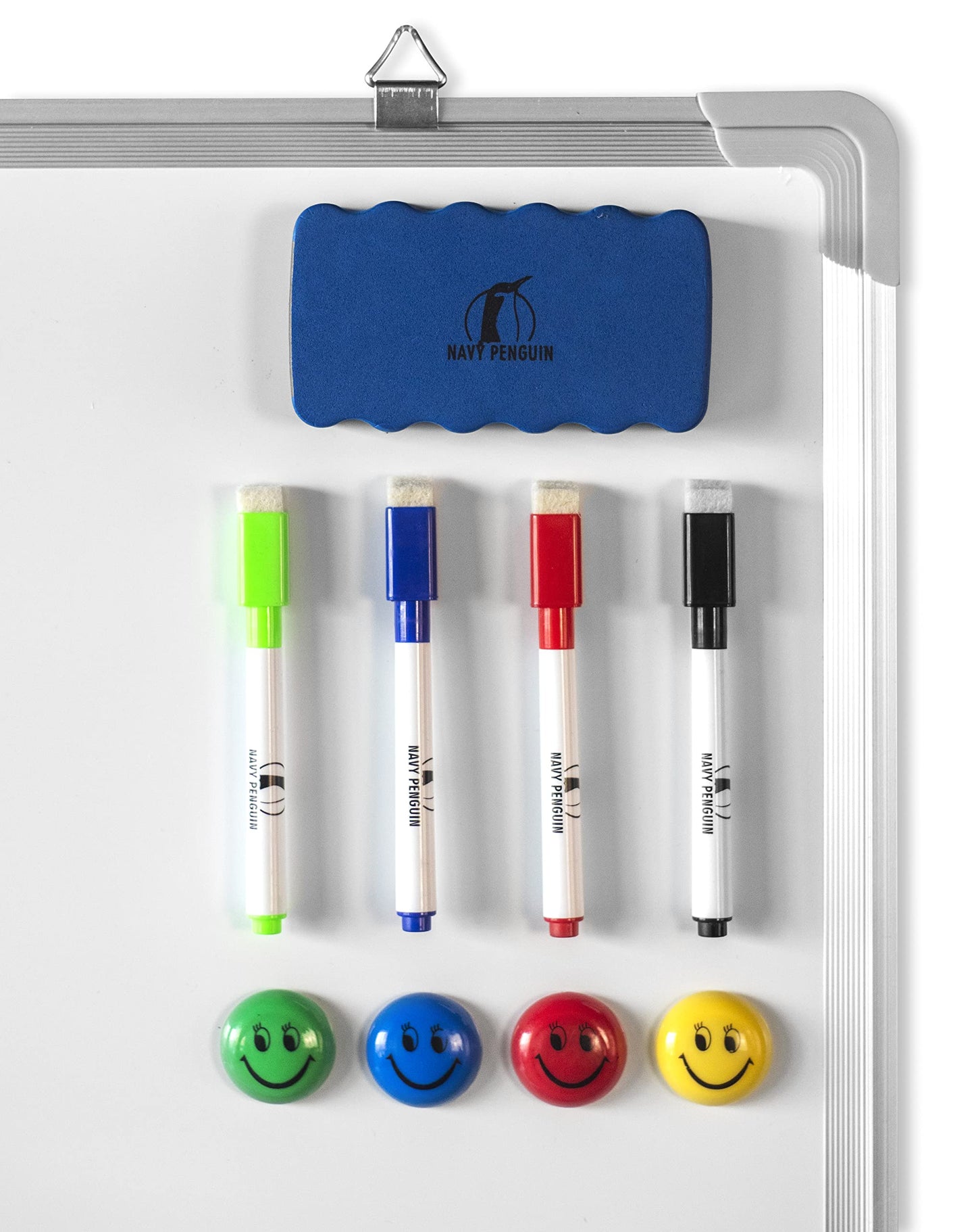 Combination Whiteboard Bulletin Board Set - 24 x 18 in Dry Erase/Cork Board with 1 Magnetic Dry Eraser, 4 Markers, 4 Magnets and 10 Thumb Tacks - Combo Tack Board White Board for Home Office Desk