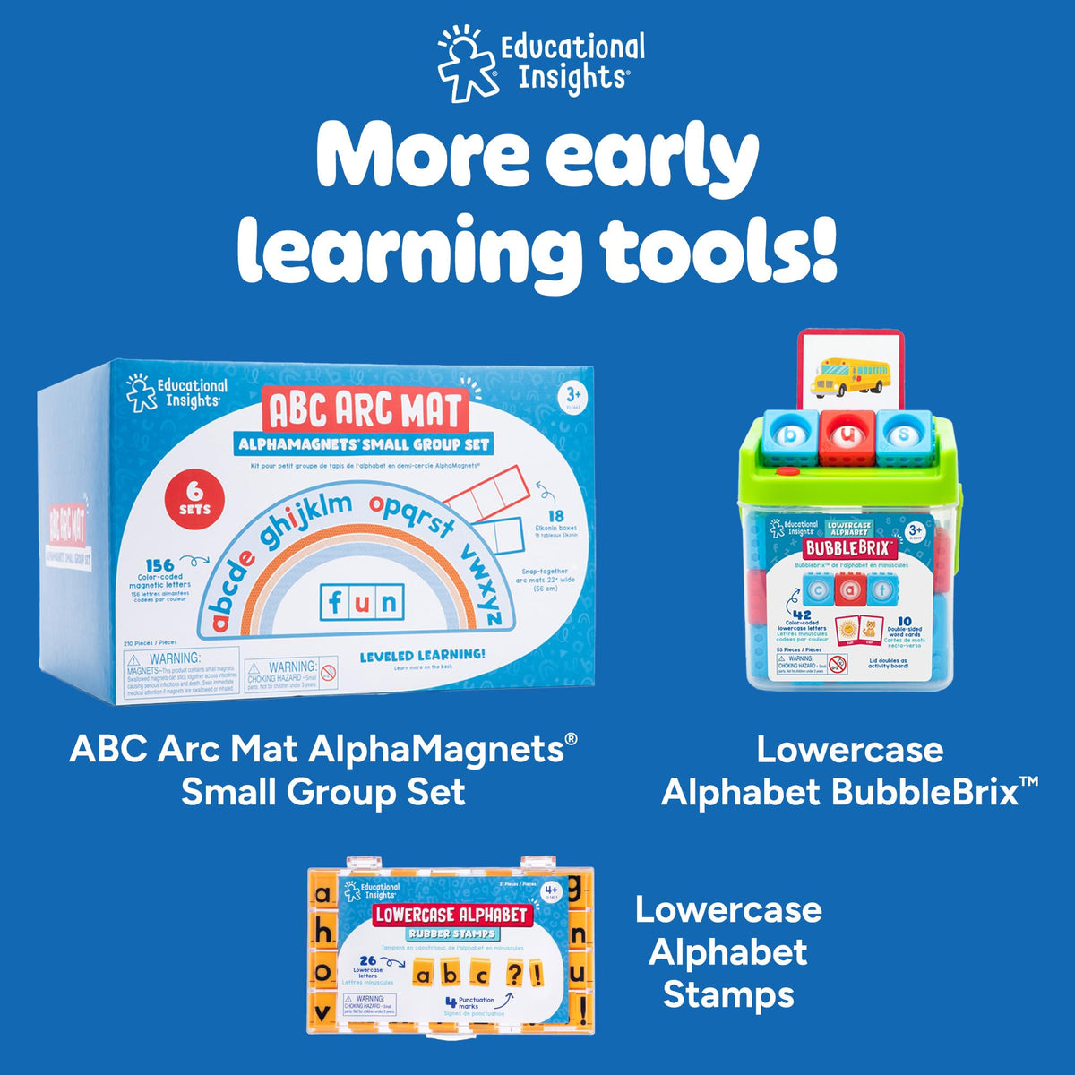 Educational Insights Uppercase Alphabet Stamps 5/8" - School Supplies for Teachers or Homeschool, Preschool Classroom Essentials, Rubber Stamps for Kids Learning Alphabet Letters, ABC Stamp Set