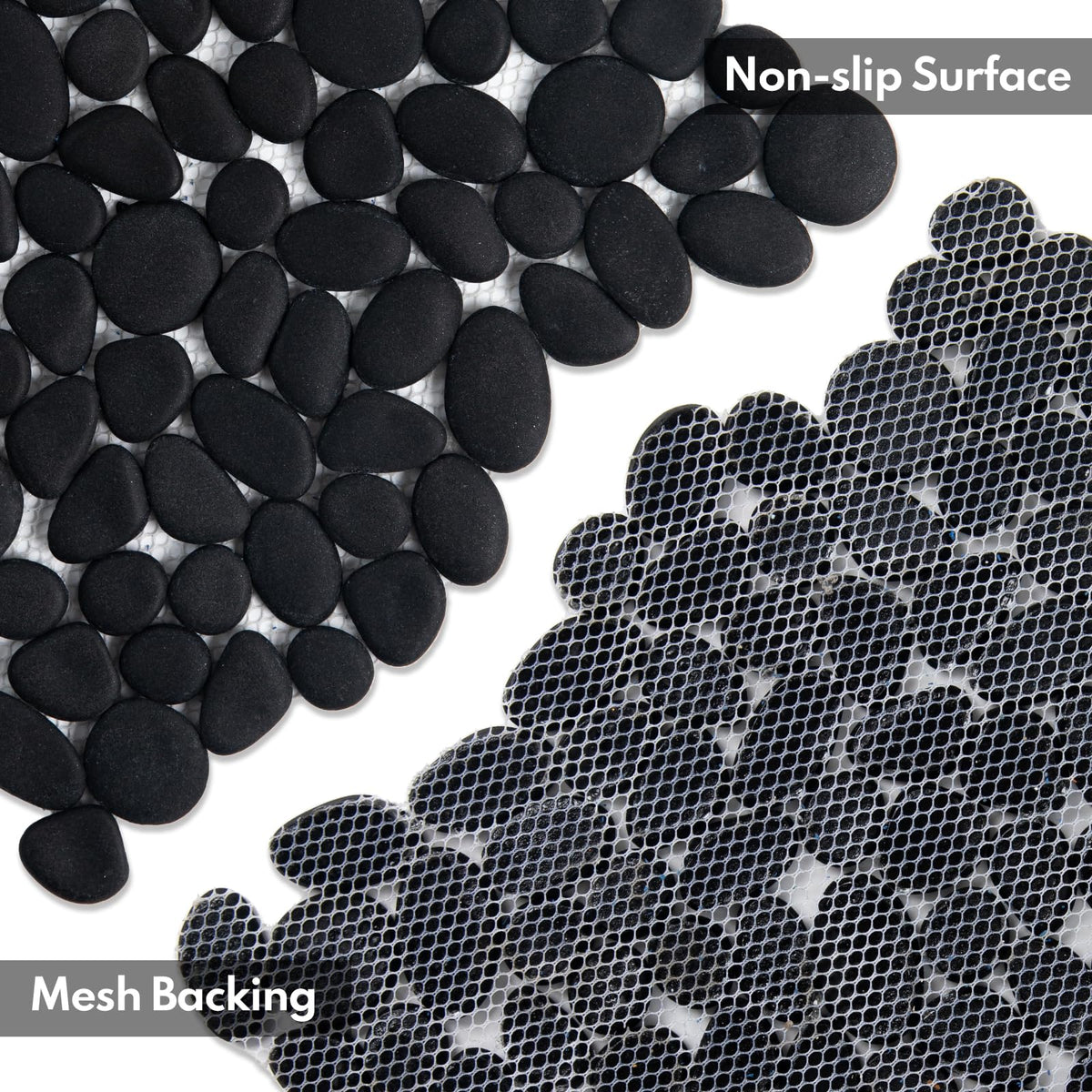 Lovdeco Pebble Tile Shower Floor, Pebble Mosaic Backsplash for Wall, Stone Tiles for Bathroom and Outdoor Garden, 5 Sheets, Black