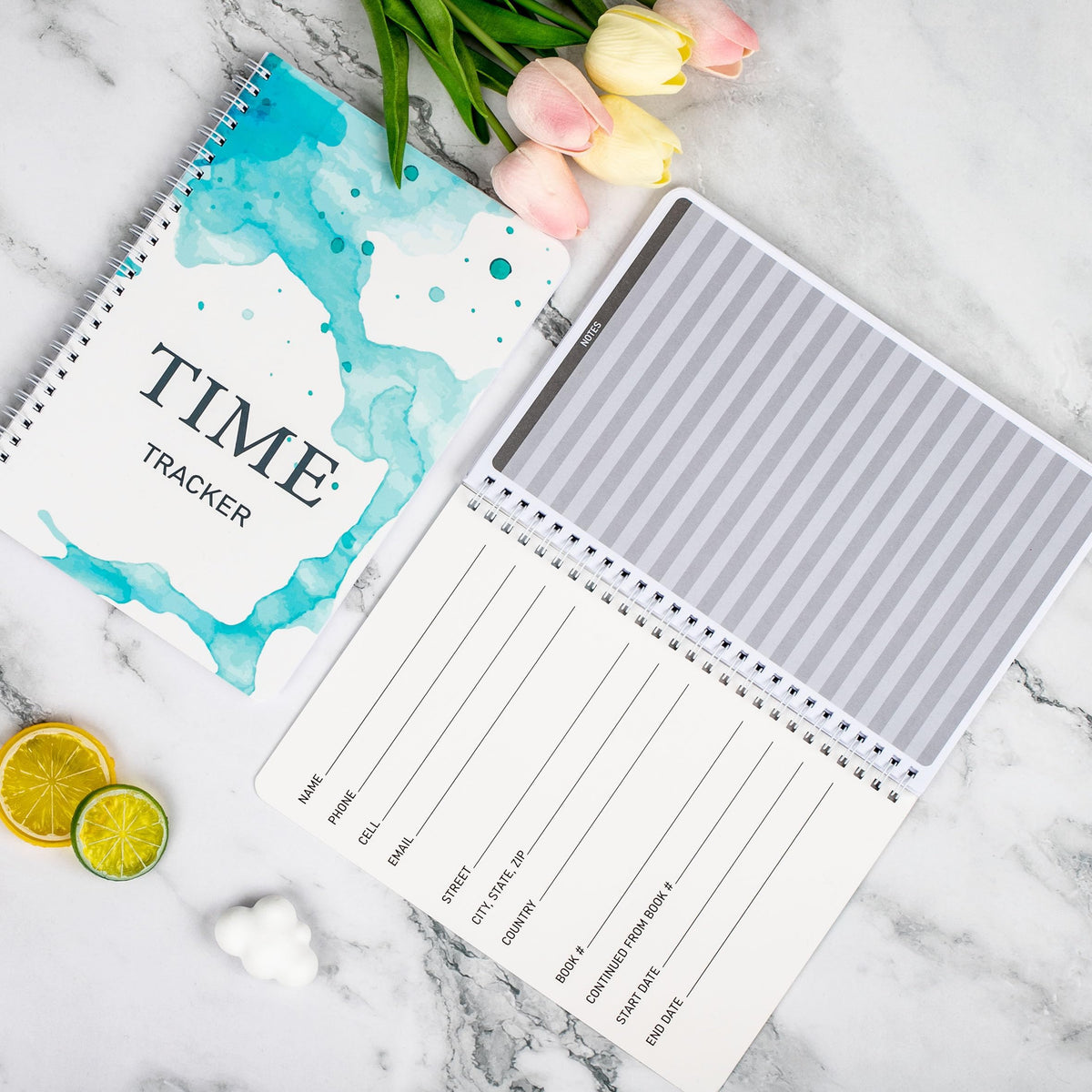 INKNOTE 2Pcs Time Tracker Log Timesheet Notebook Spiral Management LogBook for Effectively Track and Plan Your Day 9 X 6.1inch-100 Pages