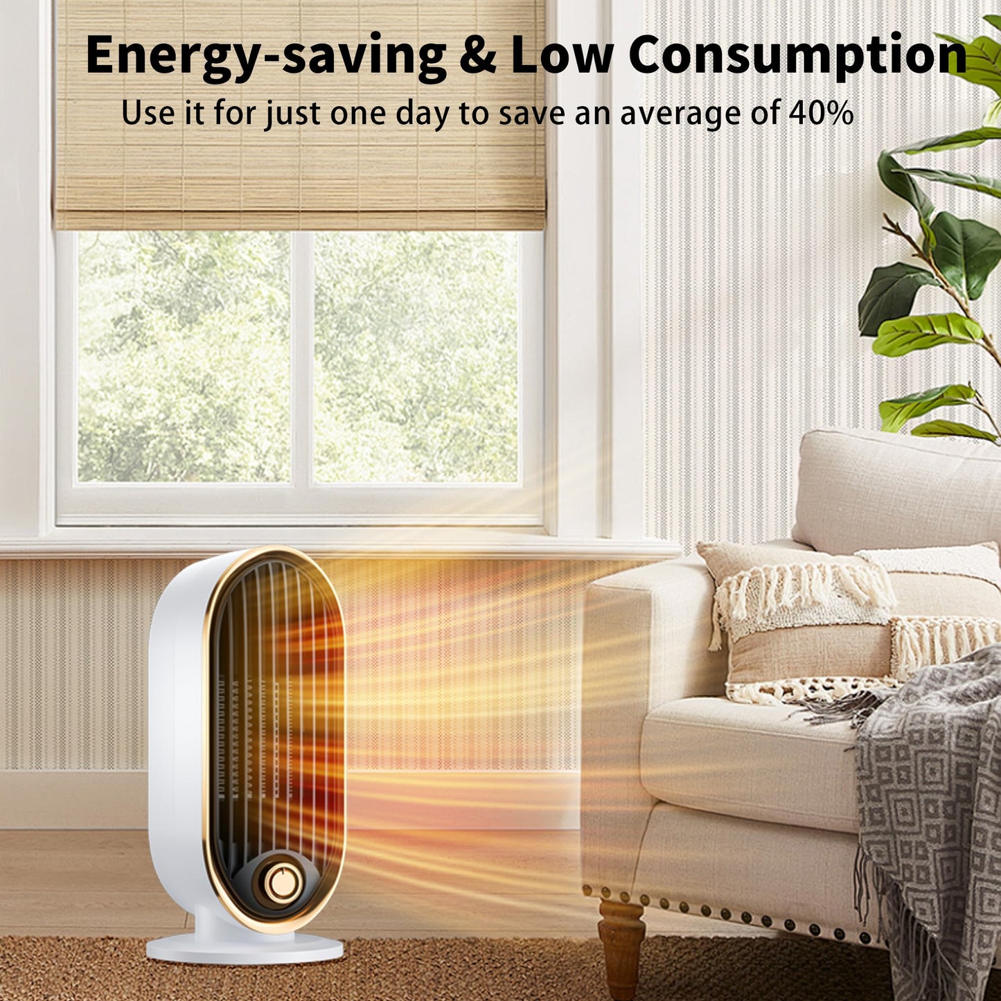 Space Heater, 800 Watts Space Heaters for Indoor Use, Tip-Over Protection, Fast Heat, Thermostat, Desktop and Floor, Small Portable Space Heater for Bedroom, Office, Dorm, Living room, Garage
