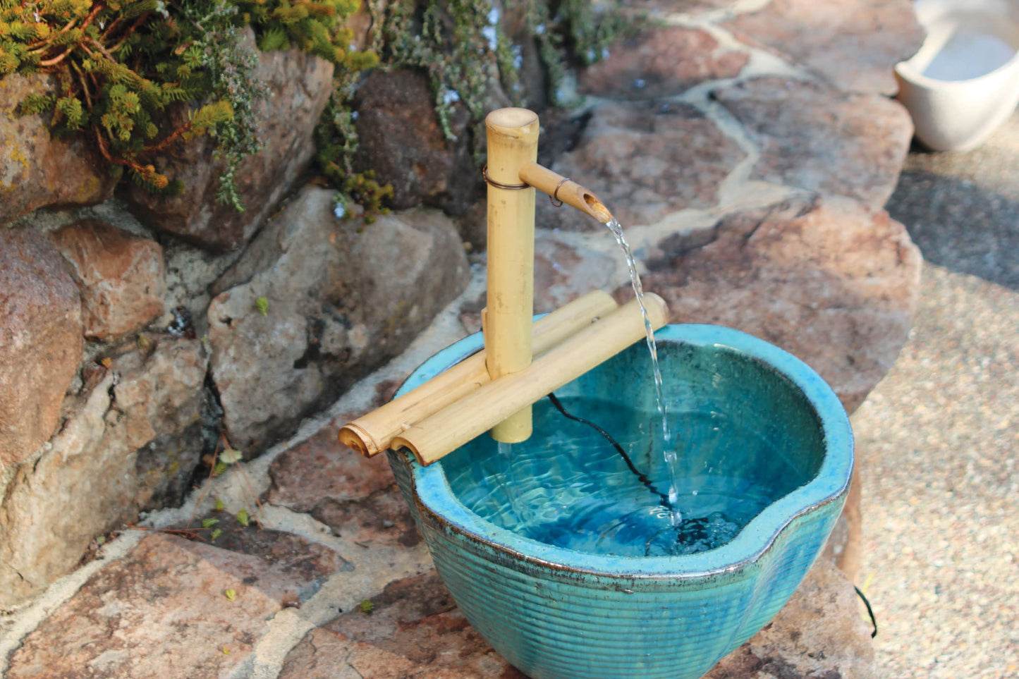 12” Bamboo Fountain Kit – Adjustable Half Round Spout with Quiet Pump for Indoor/Outdoor Bowl Fountains – Container Not Included | Natural Bamboo Water Feature for Zen Garden, Patio & Home Décor