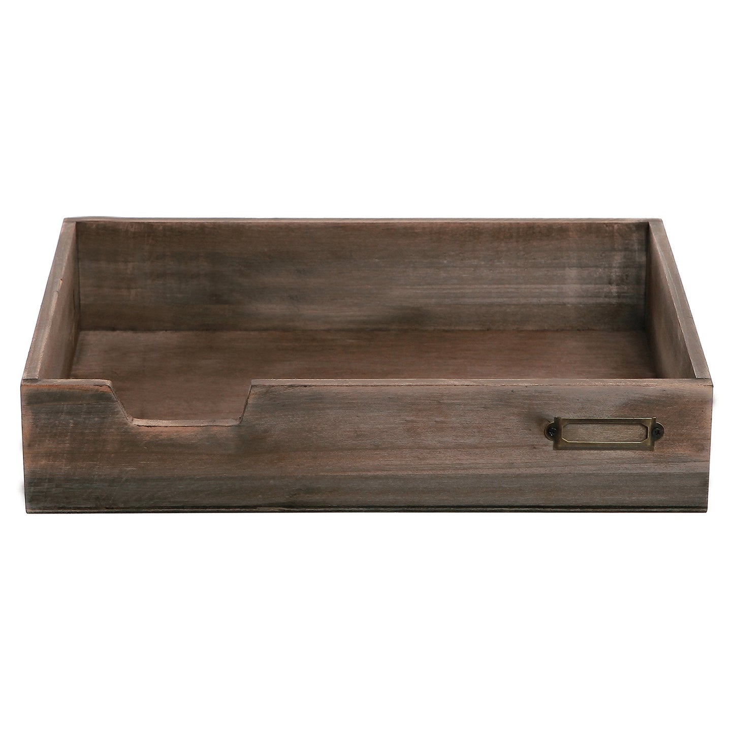 MyGift Distressed Brown Vintage Wood Paper Tray, Office Desktop Document, File Folder, Magazine Holder Tray