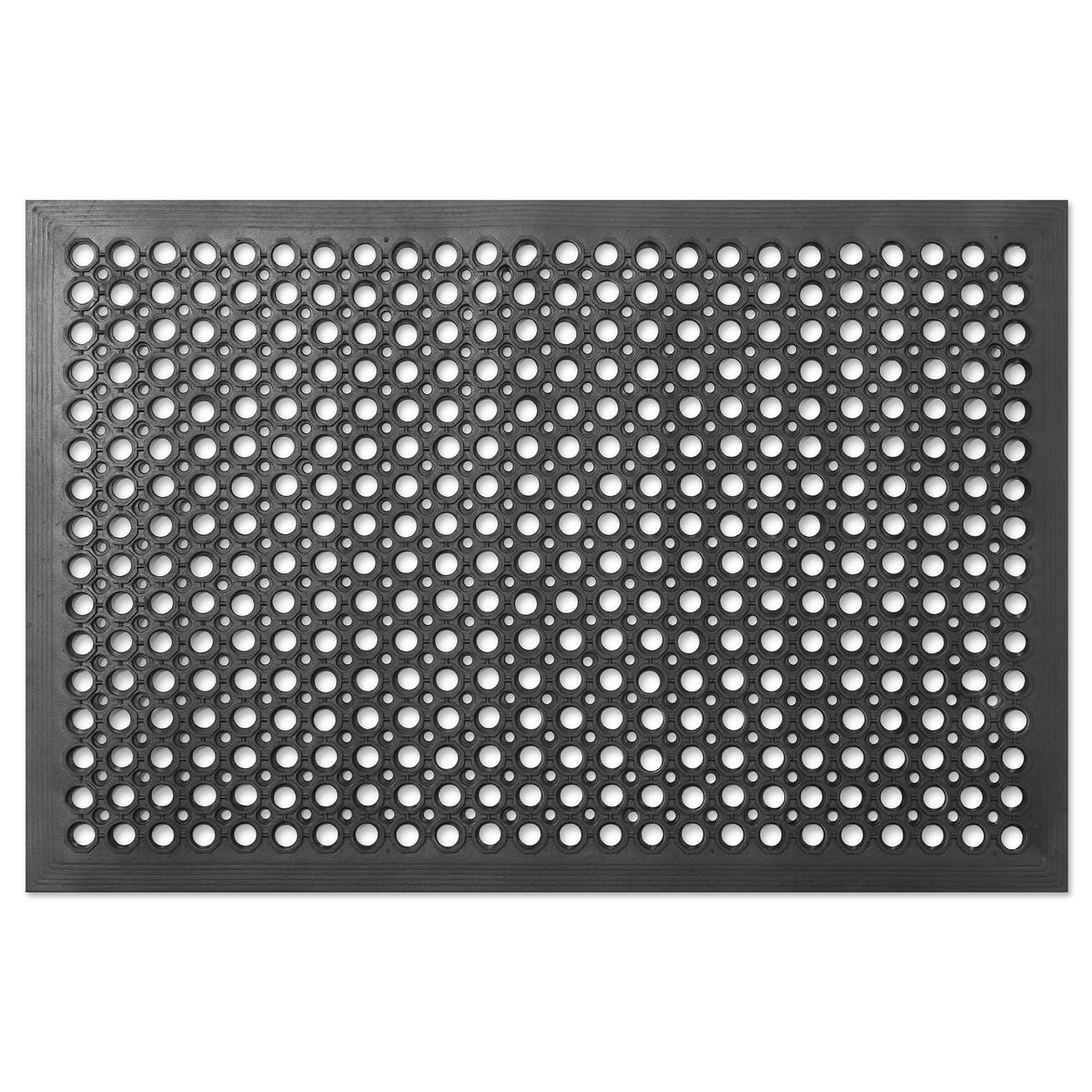 GRIDMANN Rubber Floor Mat, 24" x 36" Anti-Fatigue Drainage Mat, Non-Slip and Grease Resistant for Restaurants, Commercial Kitchens, Bar Floors, Black