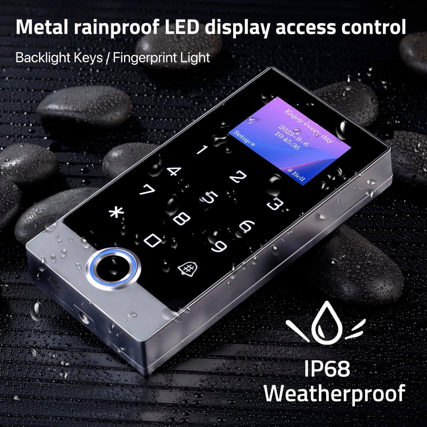 Wireless WiFi TUYA Access Control System with LED Screen/Voice, Fingerprint Password Stand-Alone Door Access Control Keypad, WG26/34 EM Card Reader Access Controller, Full Metal Weatherproof