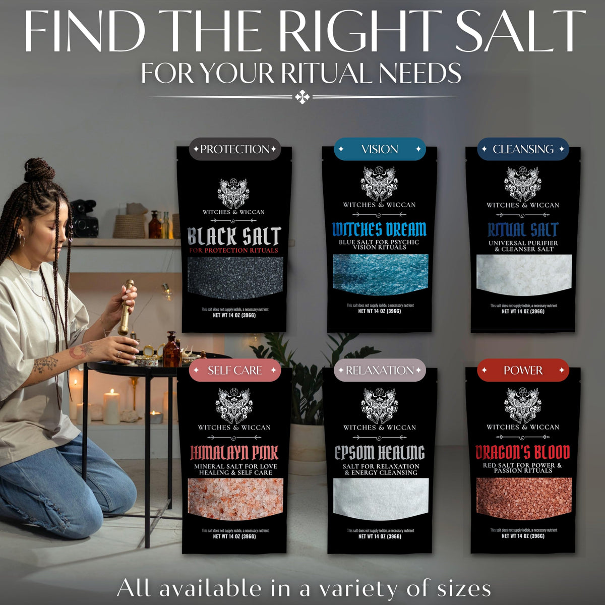 Pink Himalayan Salt for Love, Self-care, and Healing Rituals – Himalayan Pink Salt Ideal for Baths, Spells, and Circle Casting – 5 Oz Bag, Witches & Wiccan