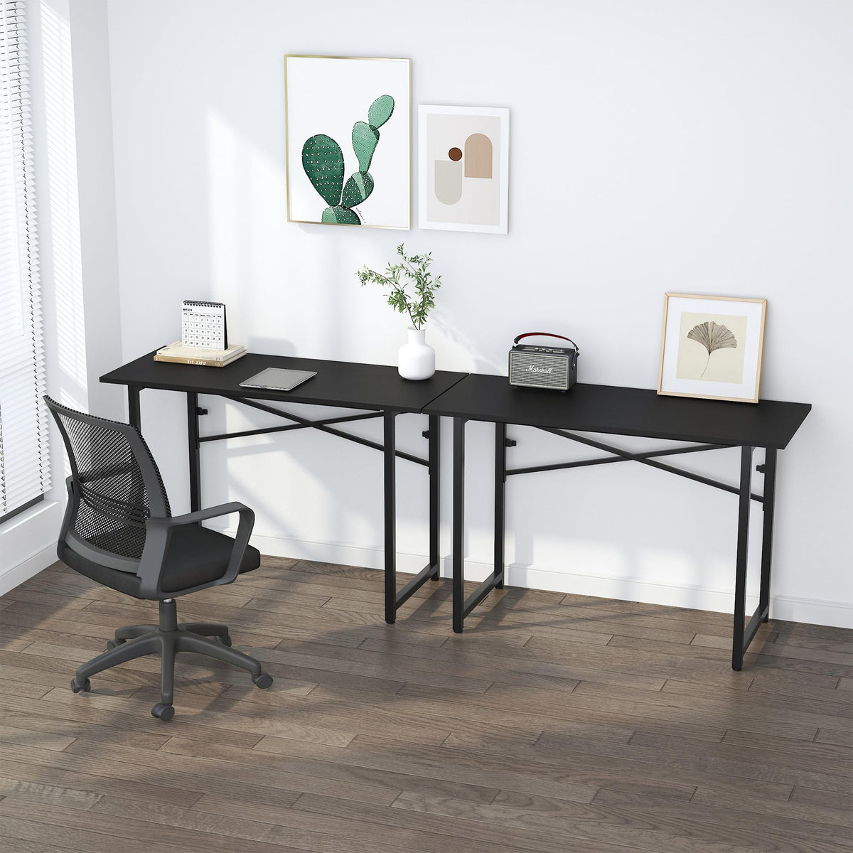 Lutown-Teen Folding Computer Desk 47 inch Writing Gaming Computer Camping Table, No Assembly Required Home Office Desk, Black