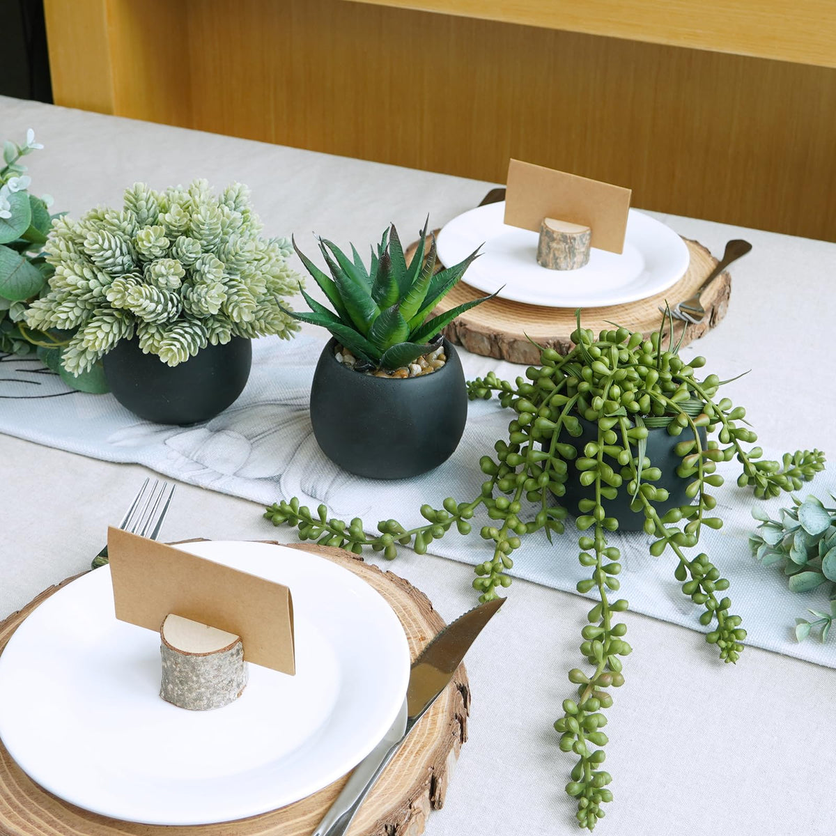 Winlyn Set of 3 Artificial Succulent Plants in Black Concrete Pots Faux Aloe Hops String of Pearls Potted Plants Small Fake Plants Desk Plants for Home Office Desk Kitchen Bathroom Shelf Windowsill