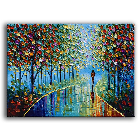 YaSheng Art -Landscape Oil Painting On Canvas Textured Tree Abstract Contemporary Art Wall Paintings Handmade painting Home Office Decorations Canvas Wall Art painting 24x36inch