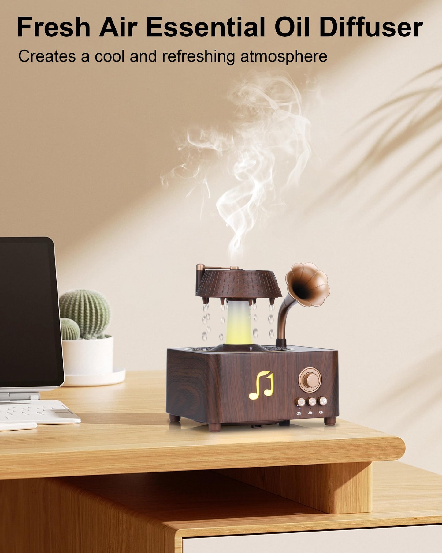 Kaaeiccr Essential Oil Diffuser, Humidifiers For Bedroom, 250ml Cool Mist Rain Diffuser, 7 Colors LED Ambient Light & Auto Shut-Off When Water Runs Out, for Office, Study Room, Yoga, Relaxation & Home