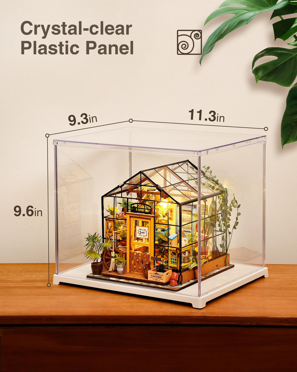 Rolife Acrylic Display Case Dust Cover for Collectibles, Stackable Showcase Dustproof Protection with White Base with Door for Shoes,Books,Toys,Collectibles Memorabilia Figurines(11.3''x9.6''x9.3'')