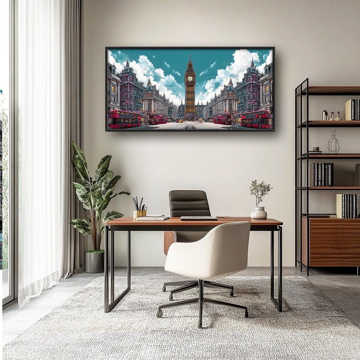 Large Wall Art For Living Room London Big Ben Canvas Wall Decor England Cityscape Pictures Paintings Prints Big Artwork Framed Modern Decorations For Office Bedroom Bathroom Gifts 60" x 30"